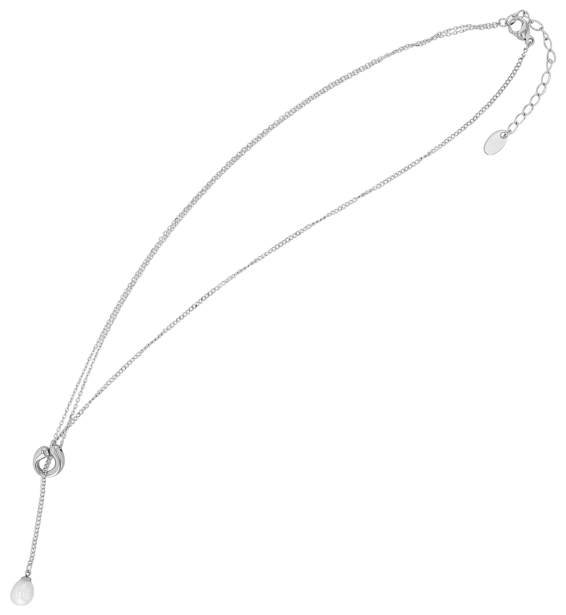 "Allison"  Edelstahl Y-Kette mit Süßwasserperle 40 - 45cm + 5 cm, silberfarben