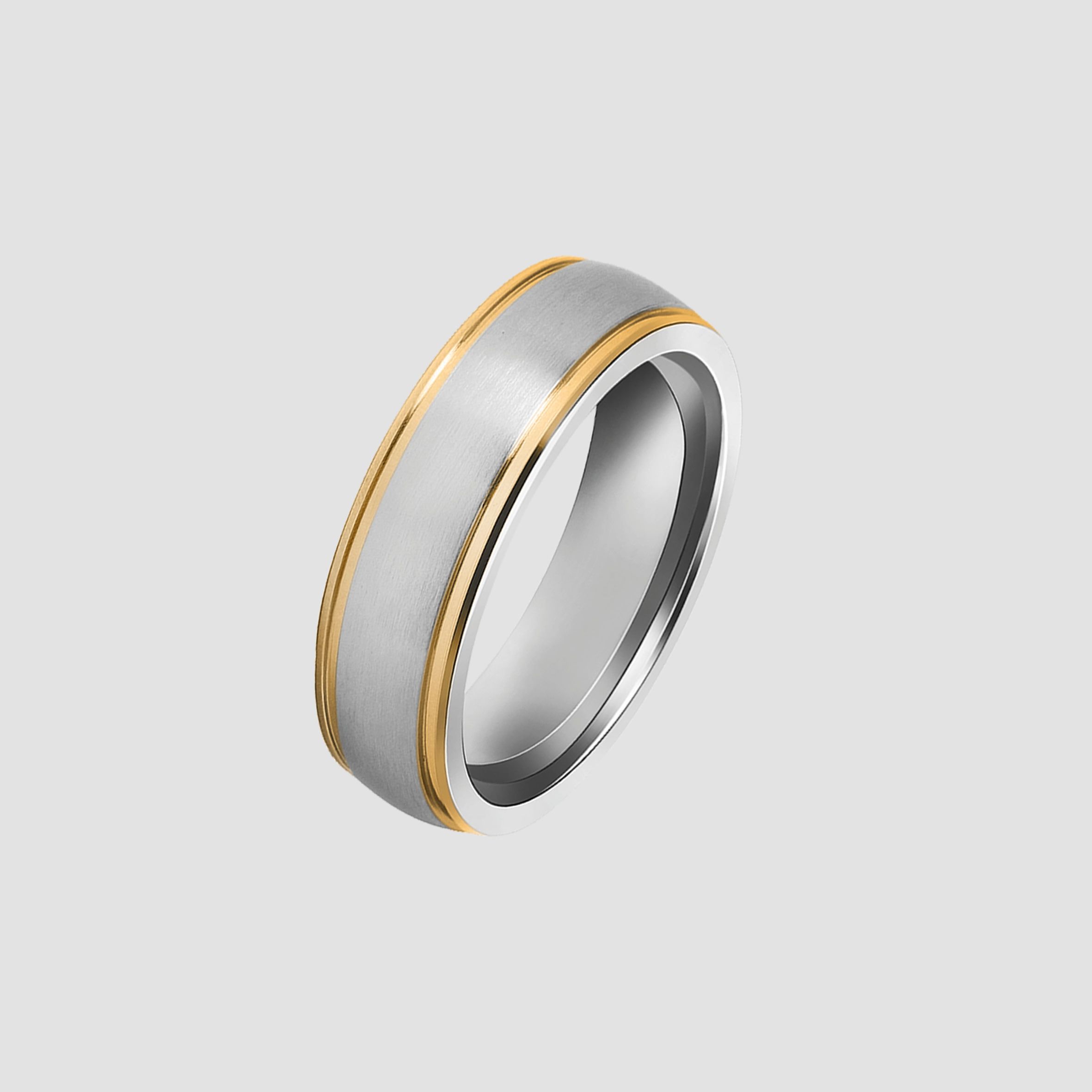 "Deep Breath" Herren-Partnerring, Akzent, edelstahl, bicolor (silberfarben/ goldfarben), Gr 64