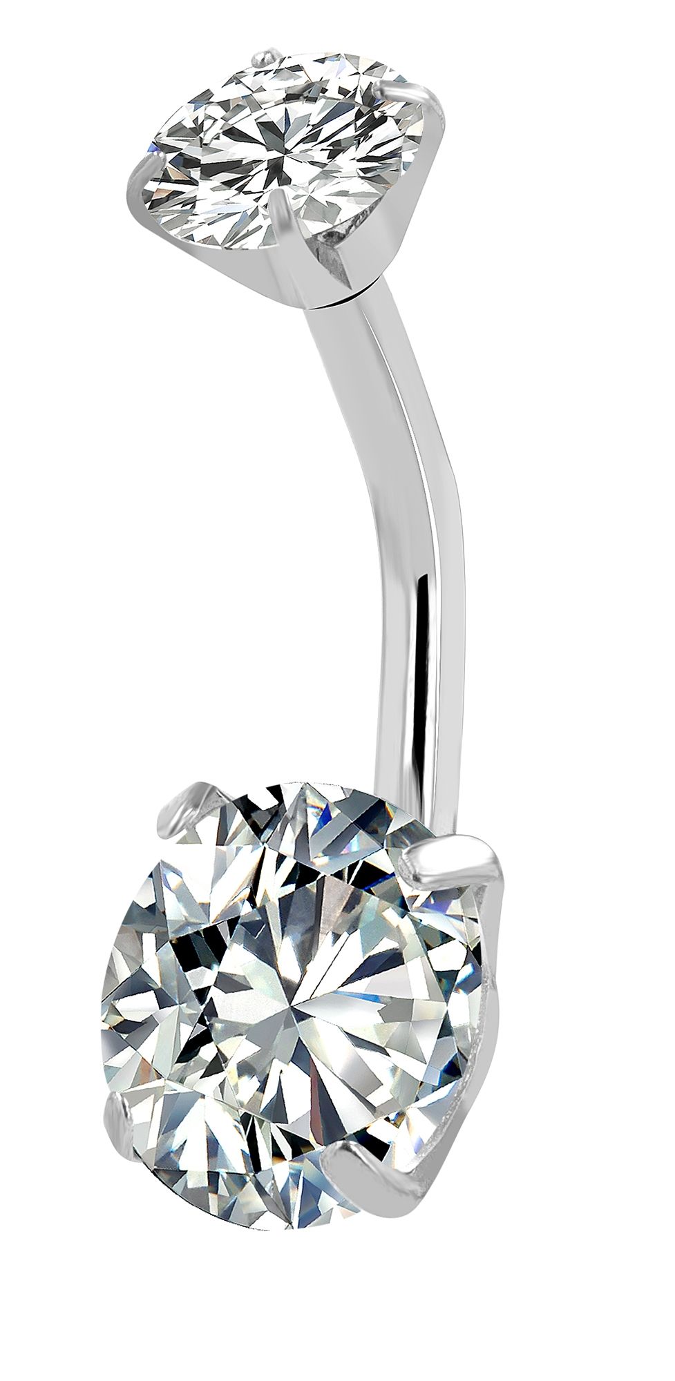 "Dasha" 316L Edelstahl-Messing Bauchnabelpiercing, Zirkoniabesatz, Stabstärke 1,6 mm/ Länge 11 mm