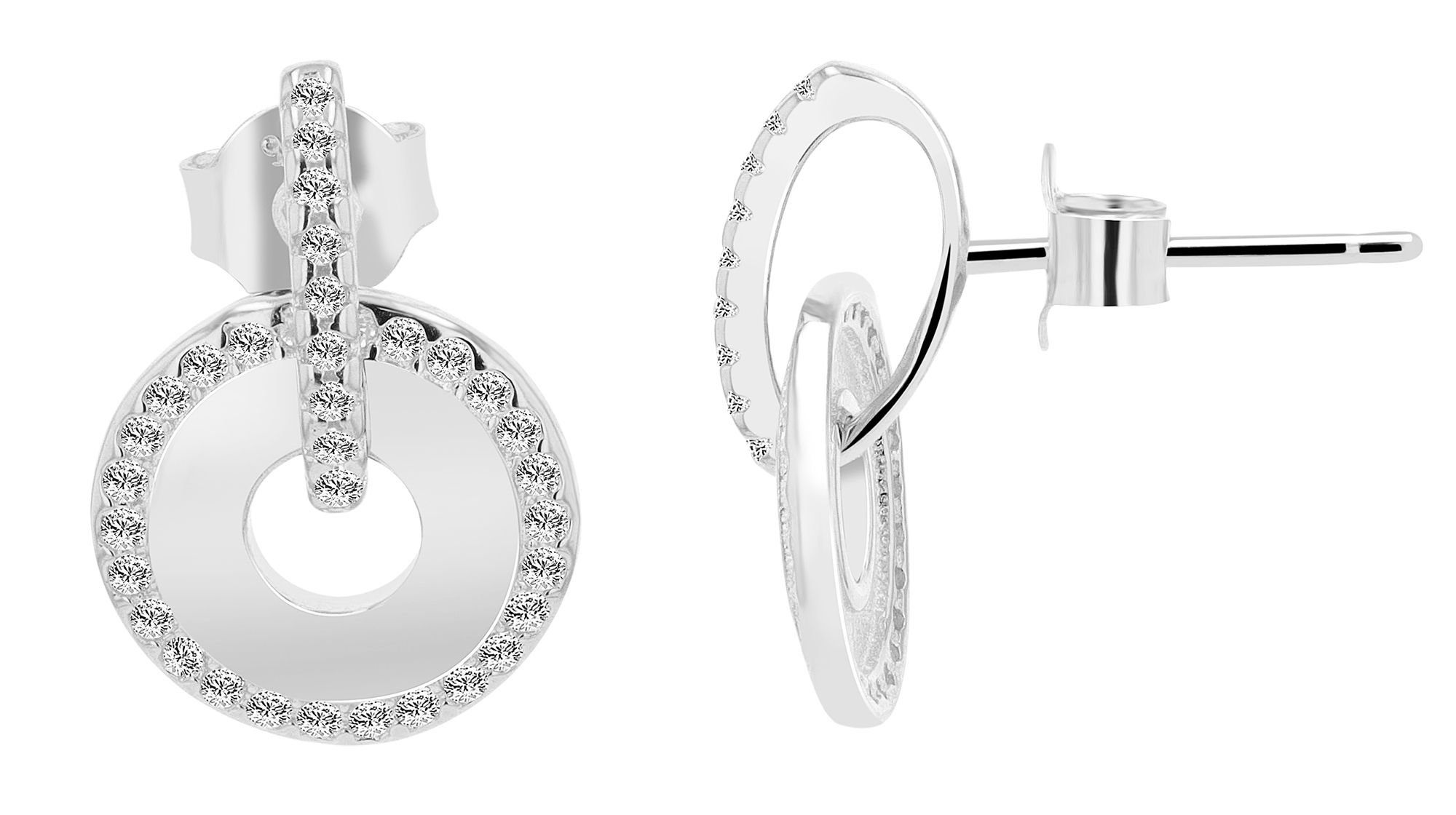 "Jiana" 925/- Echt Silber Ohrstecker mit Anhänger, Zirkon, rhodiniert