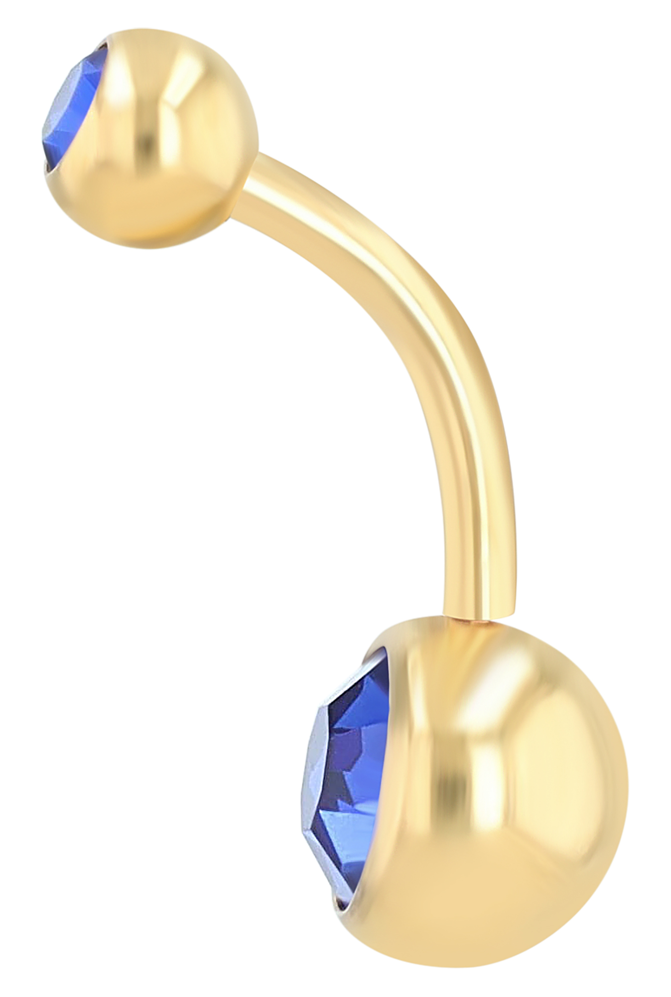 "Sariye" Edelstahl-Bronze Bauchnabelpiercing, VE6, 10 mm/ Stärke 1,8 mm, blau