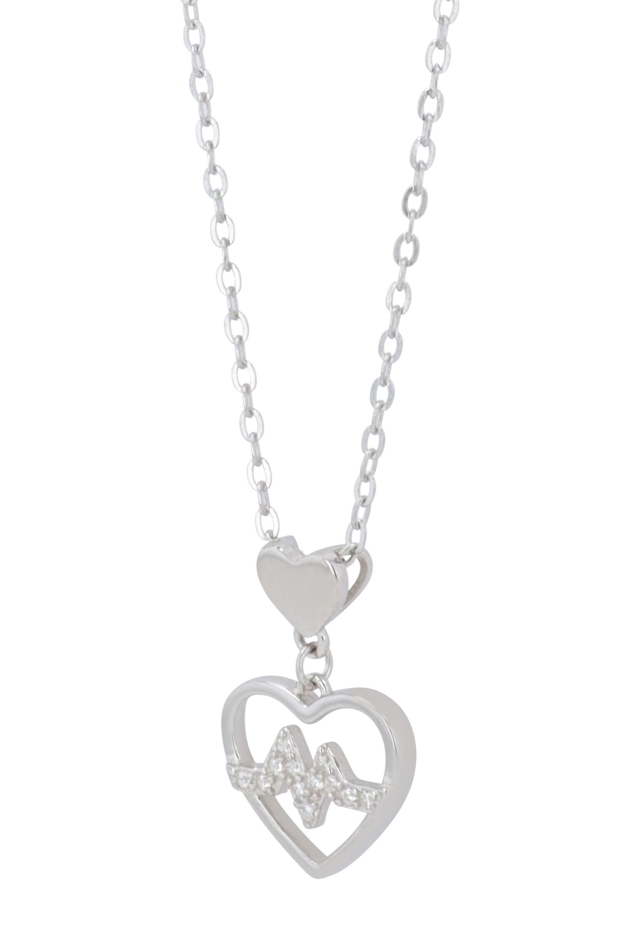 "Evalotte" Herz mit Lebenslinie, 925/- Echt Silber Kette mit Anhänger, 43 + 3 cm