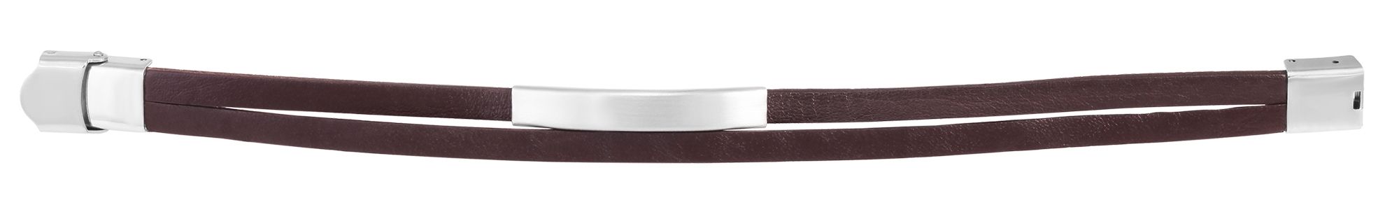 "Aron" Echtlederarmband mit Gravurplatte, 21 cm, dunkelbraun