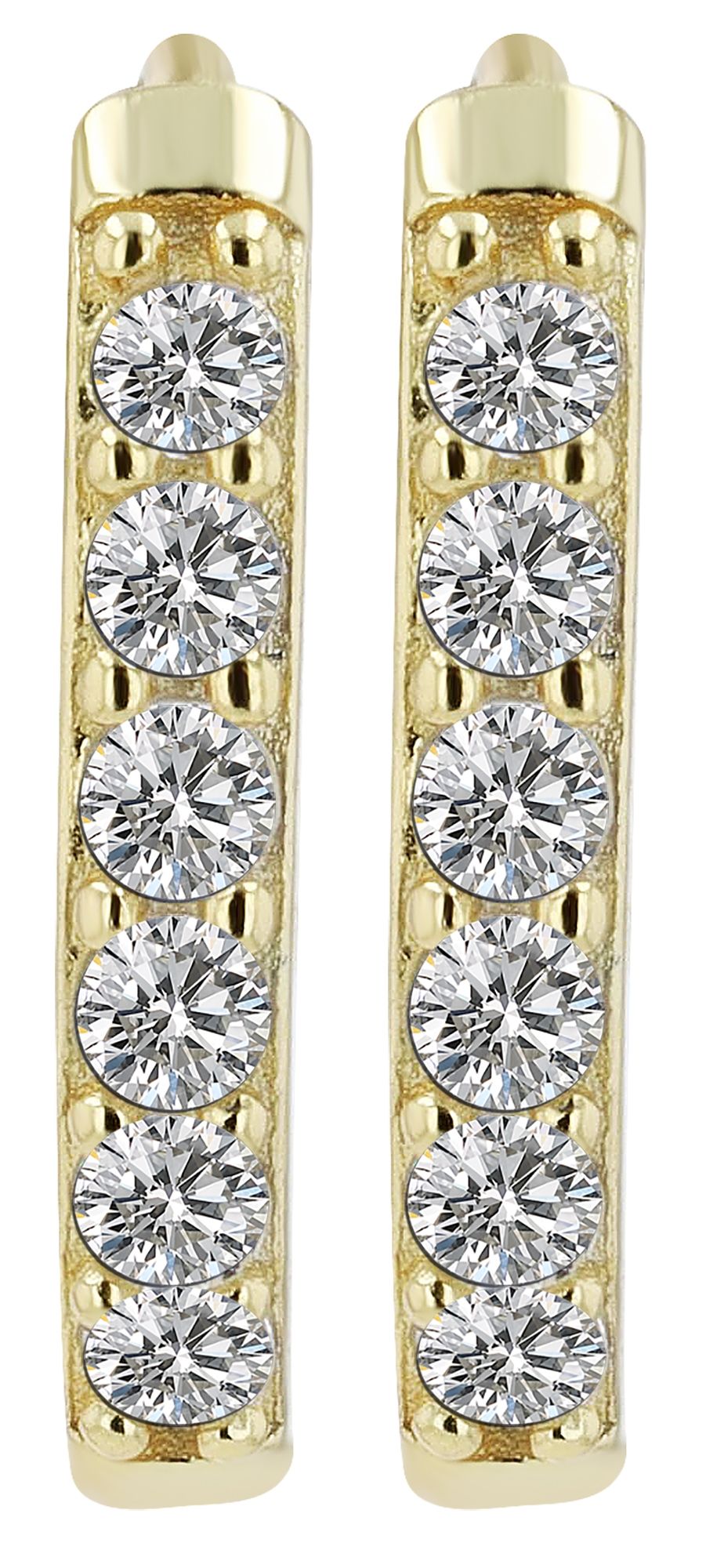 "Yasmin" 925/- Echt Silber, Mini Creolen/ Huggies, Ø 9 mm, Zirkonia, vergoldet