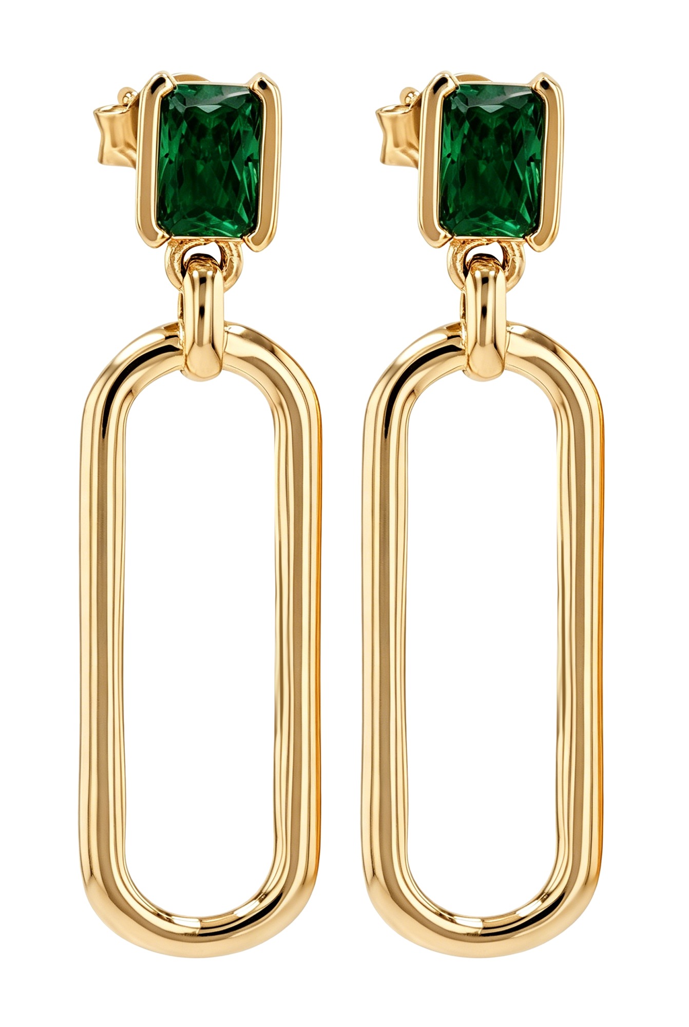 Sif Jakobs Jewellery 925/- Echt Silber Ohrstecker hängend "Roccanova Lungo", Zirkonia (grün), vgold.