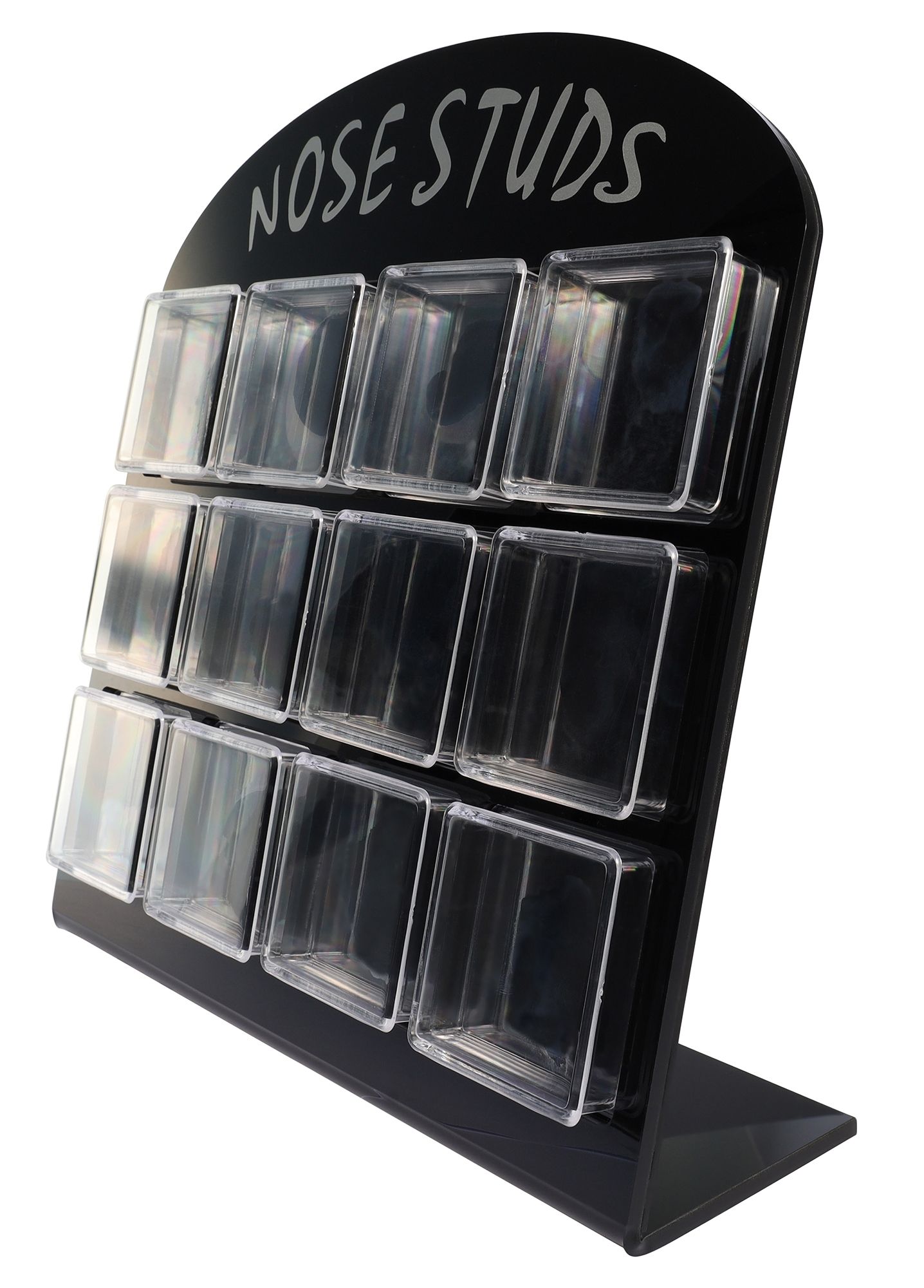 Display für Nasen Piercing ( für 12 Boxen) in schwarz