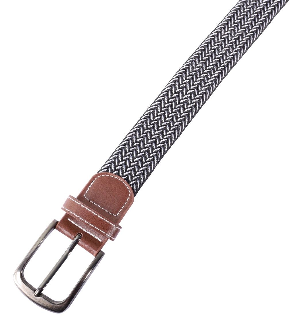 Textilgürtel mit Flechtmuster (schwarz/ weiß) in Gr 110 cm (M)