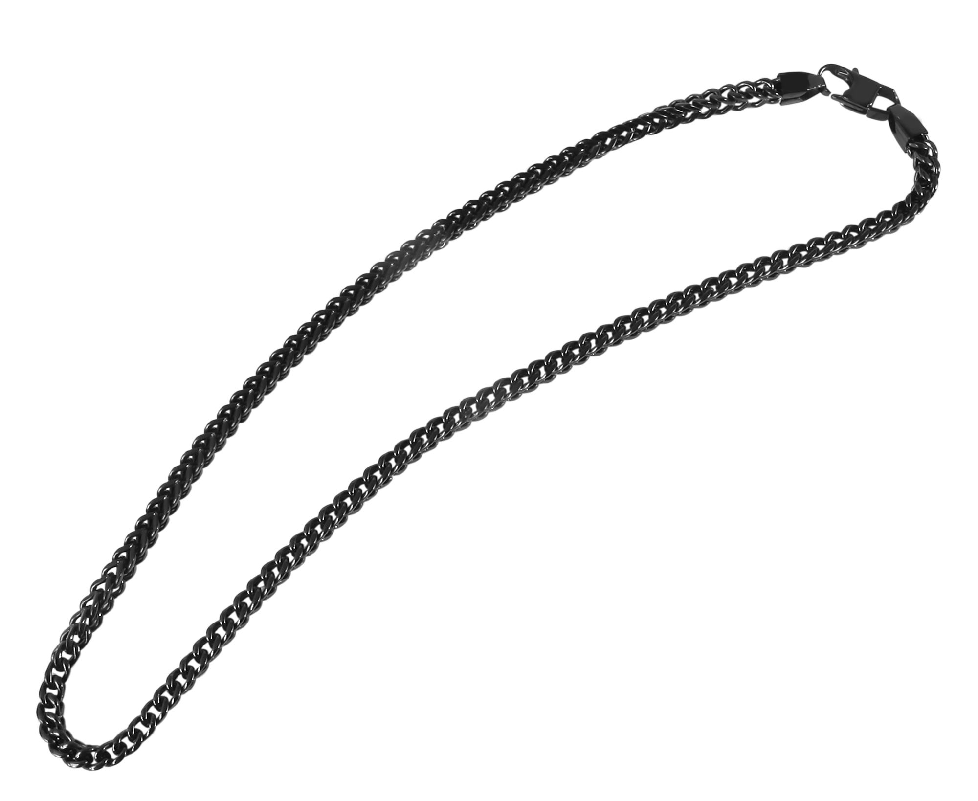 "Andraina" Akzent Vierkant-Francokette aus Edelstahl, schwarz, 70 cm