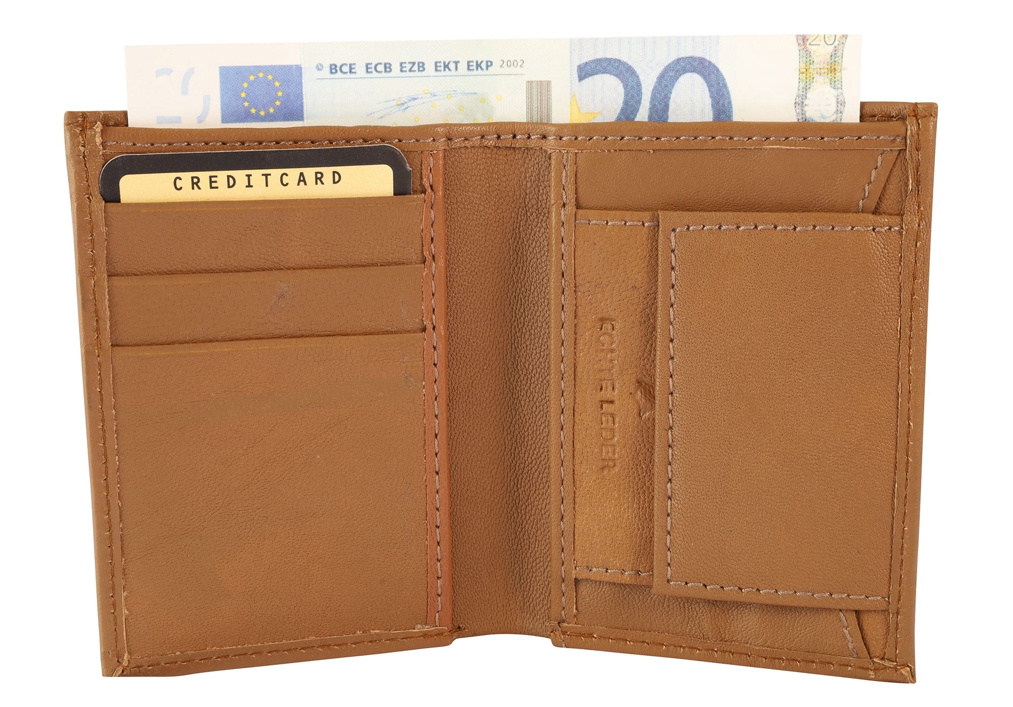 Excellanc Mini-Geldbörse aus Echtleder, Hochformat