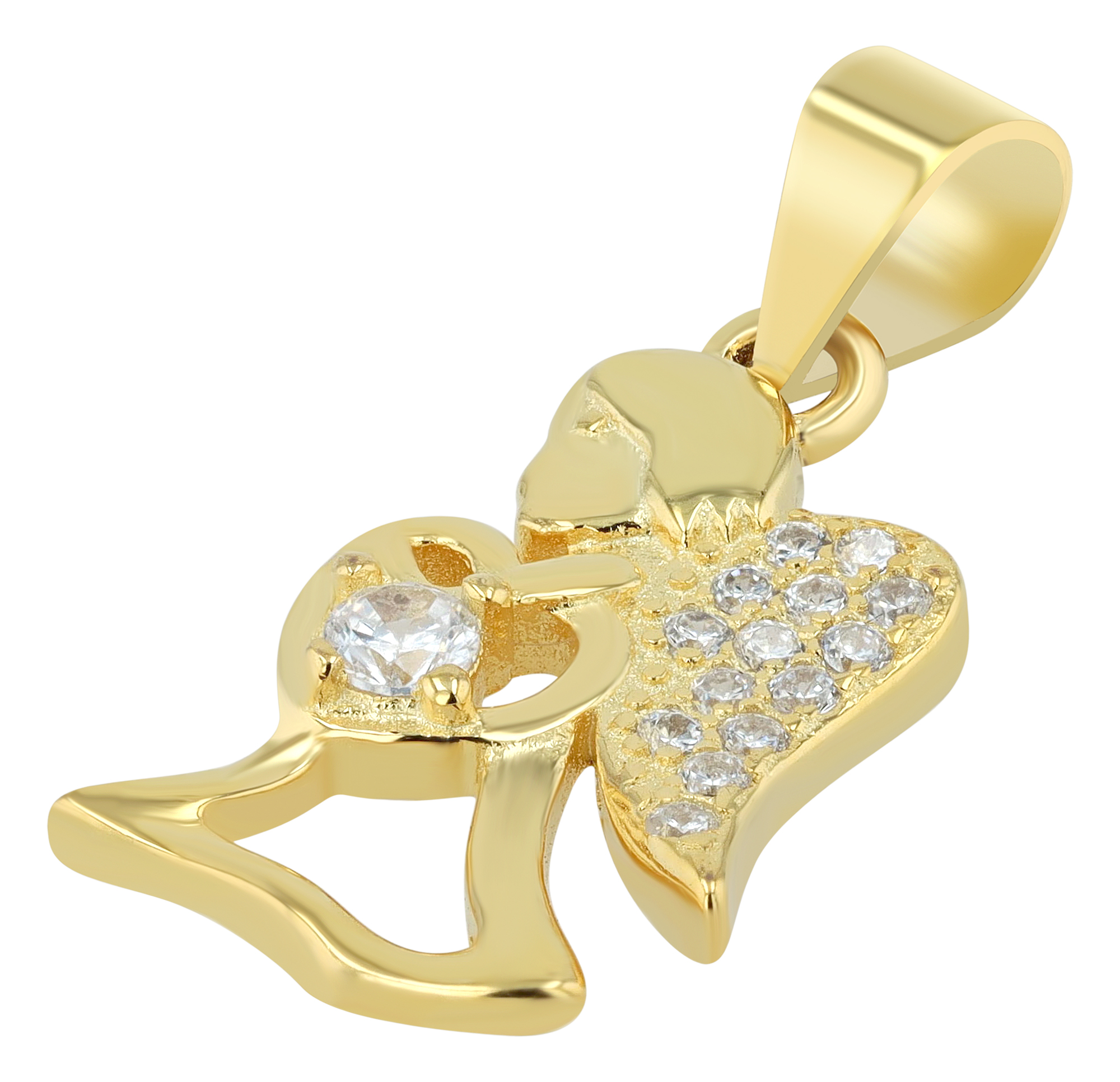 "Adriel" 925/- Echt Silber Anhänger - Engel/ Herz (o. Kette), Zirkonia, vergoldet - Kinder