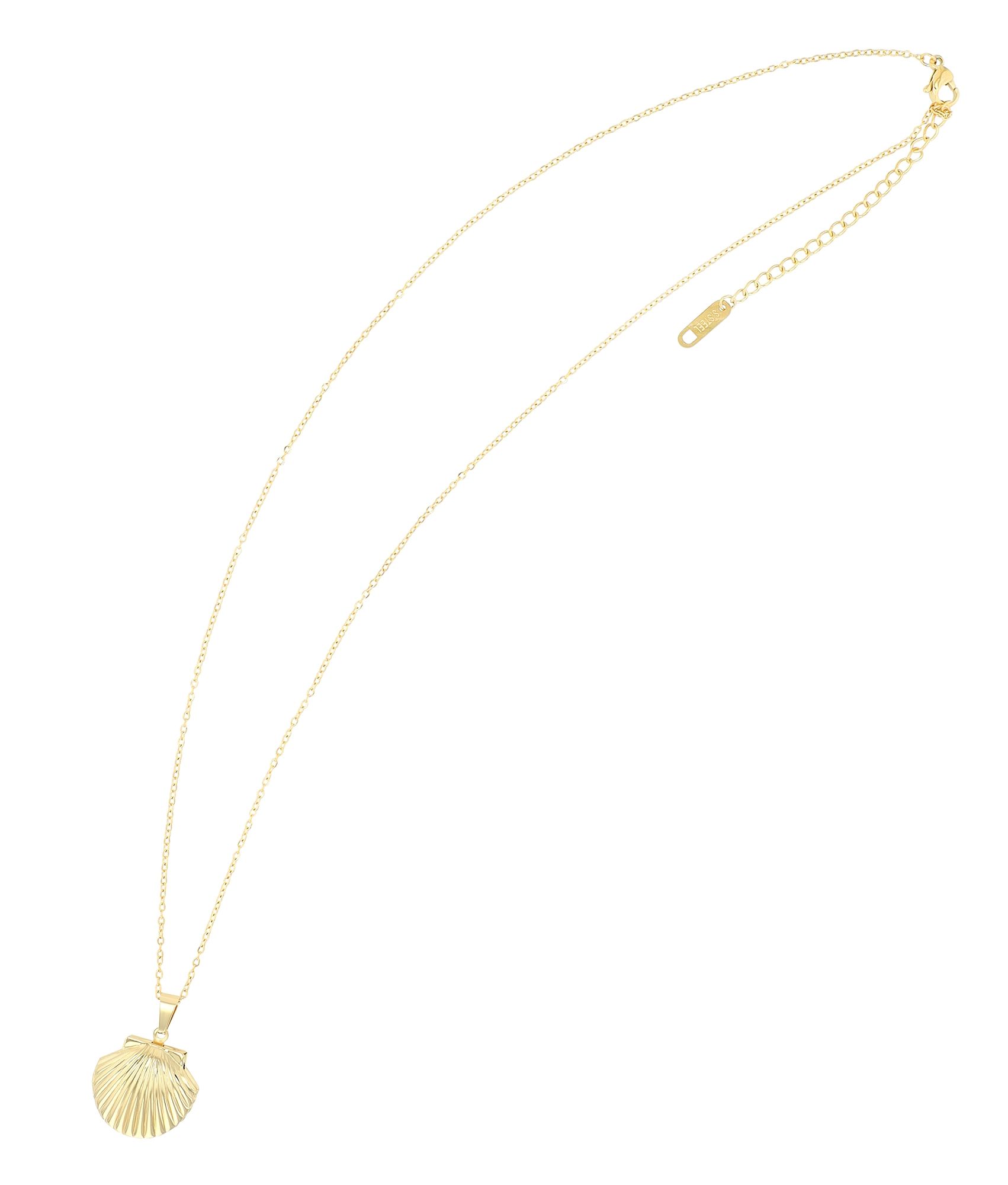 "Gilda", Akzent Halskette mit Medaillon in Muschelform, Edelstahl, goldfarben
