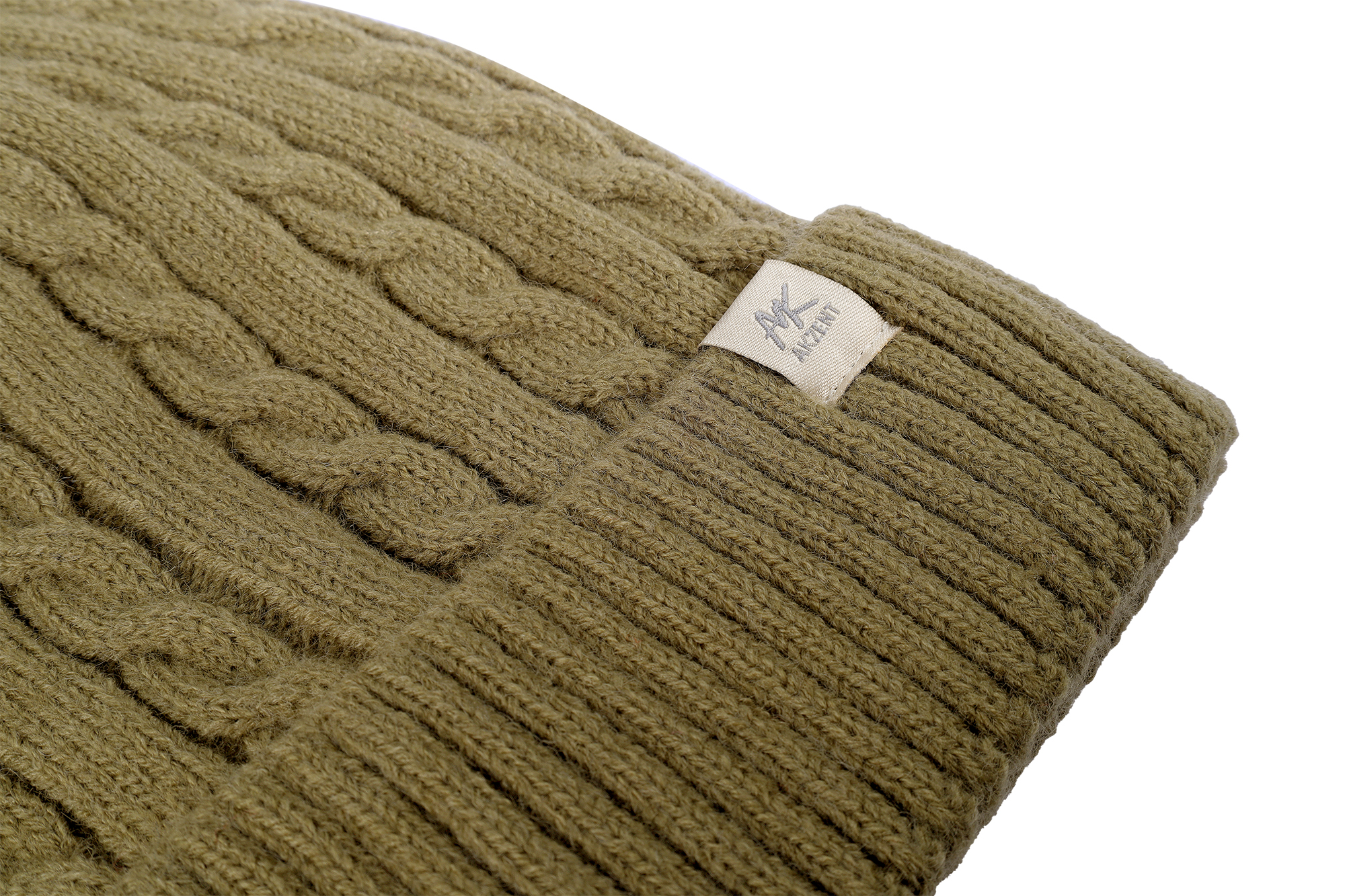 Akzent Strickmütze mit Umschlag, 100% Acryl, 4-VE, khaki