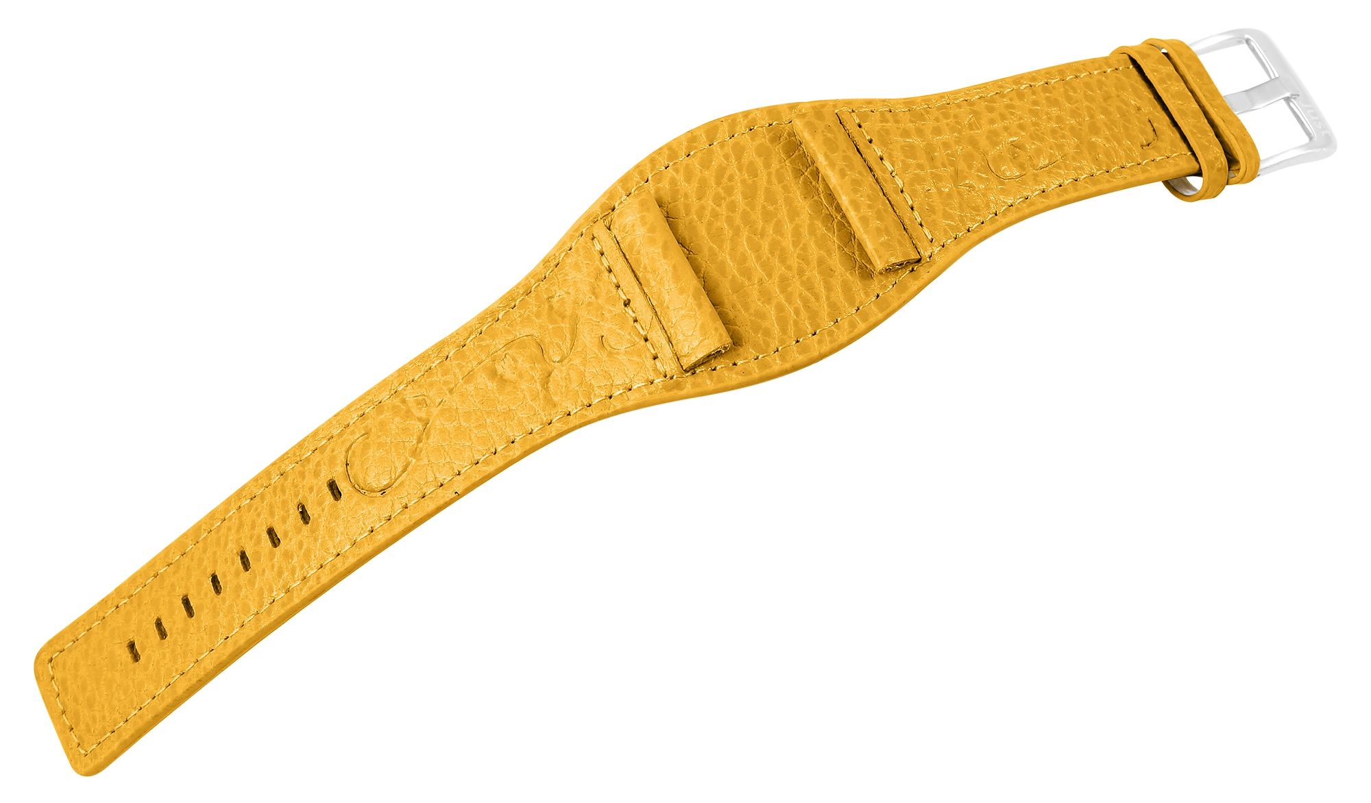 Just Echtleder-Uhrenarmband mit Unterlage, gelb, 26 mm