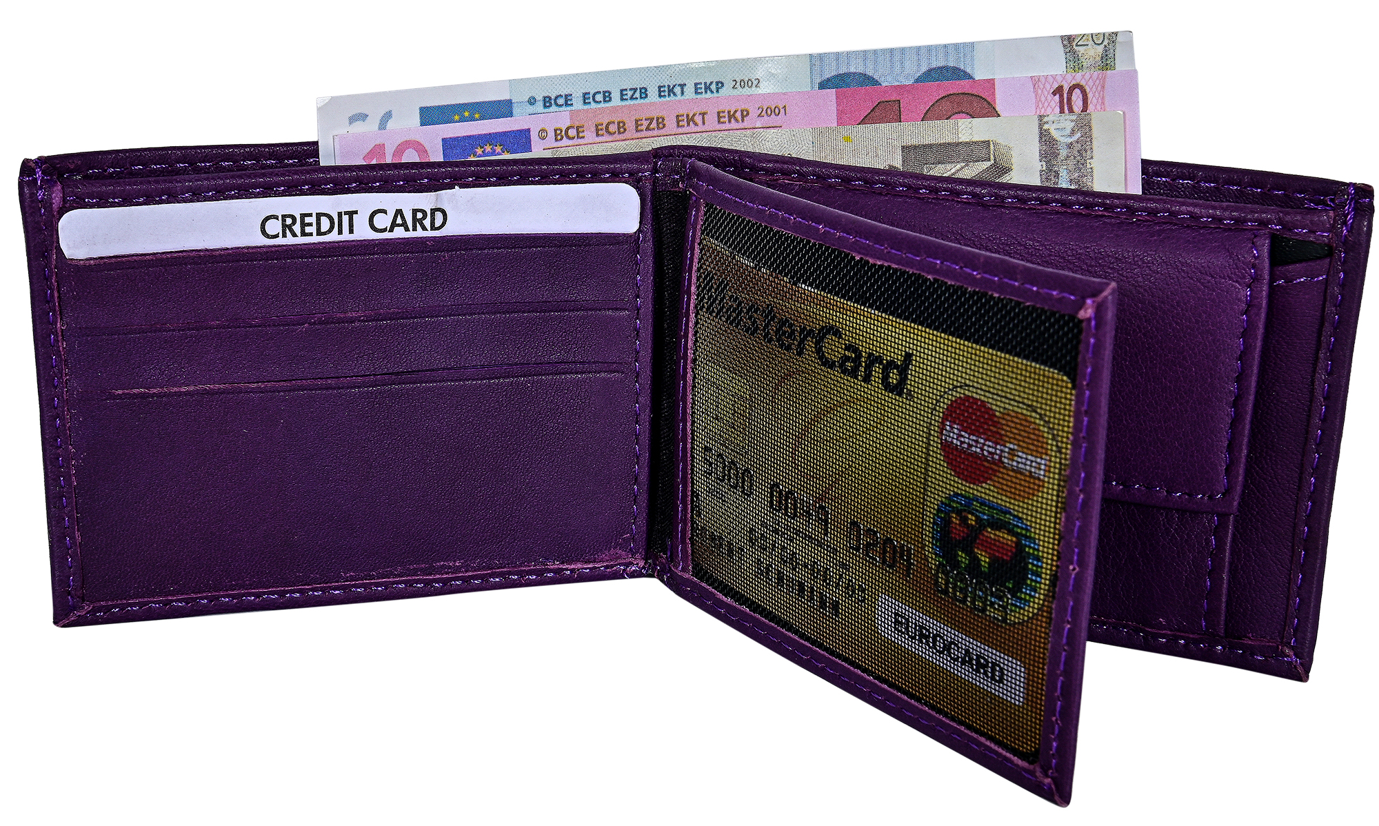 Steinmeister Echtleder Mini-Geldbörse, RFID, Querformat, lila