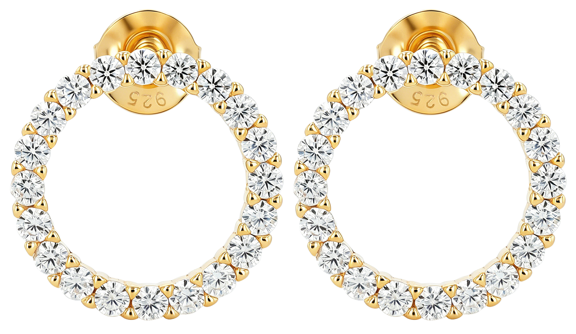 Sif Jakobs Jewellery 925/- Echt Silber Orstecker "Biella Uno" Ø 15 mm, Zirkonia, vgold.