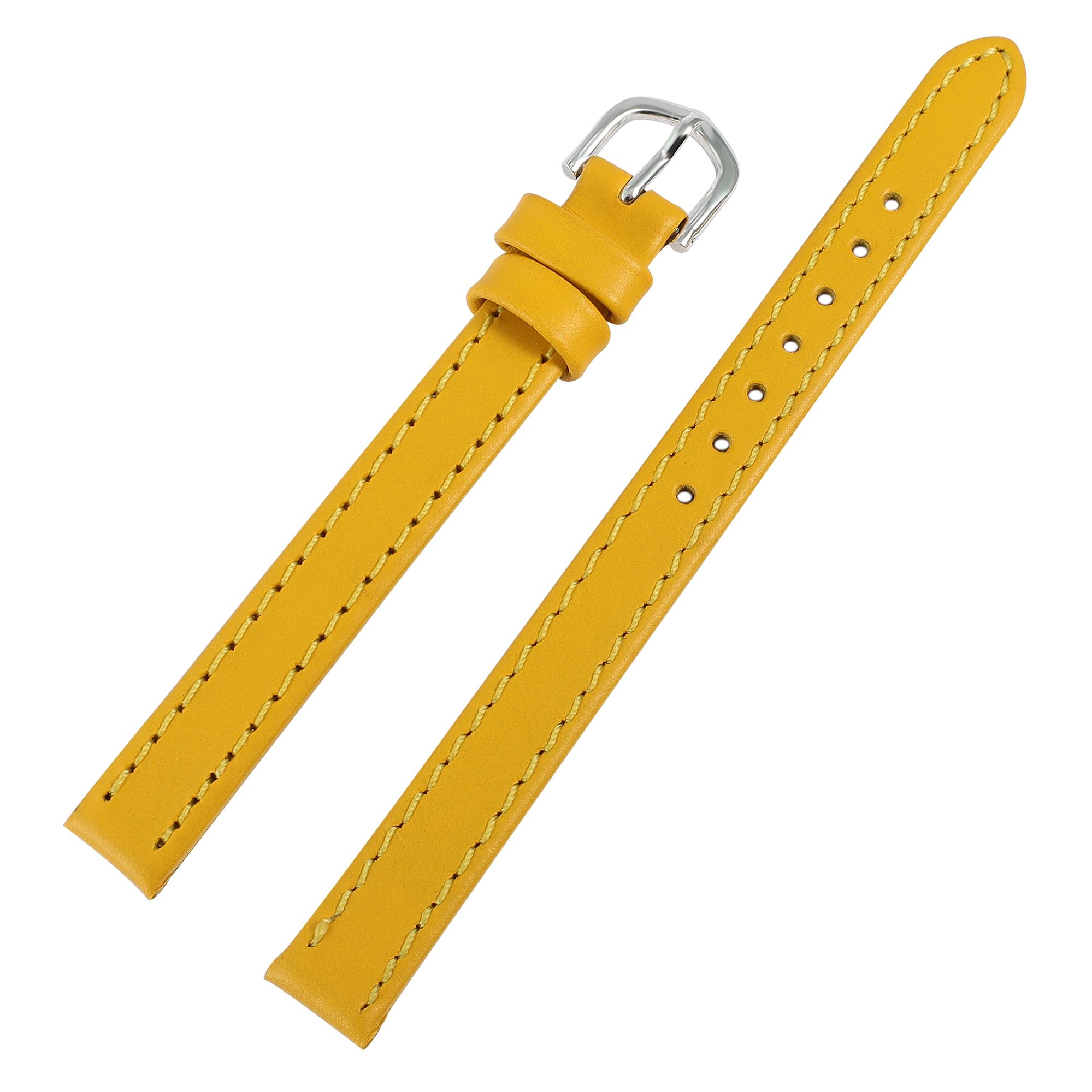 Echtleder-Uhrenarmband "super-soft", gelb, Naht, 10 mm