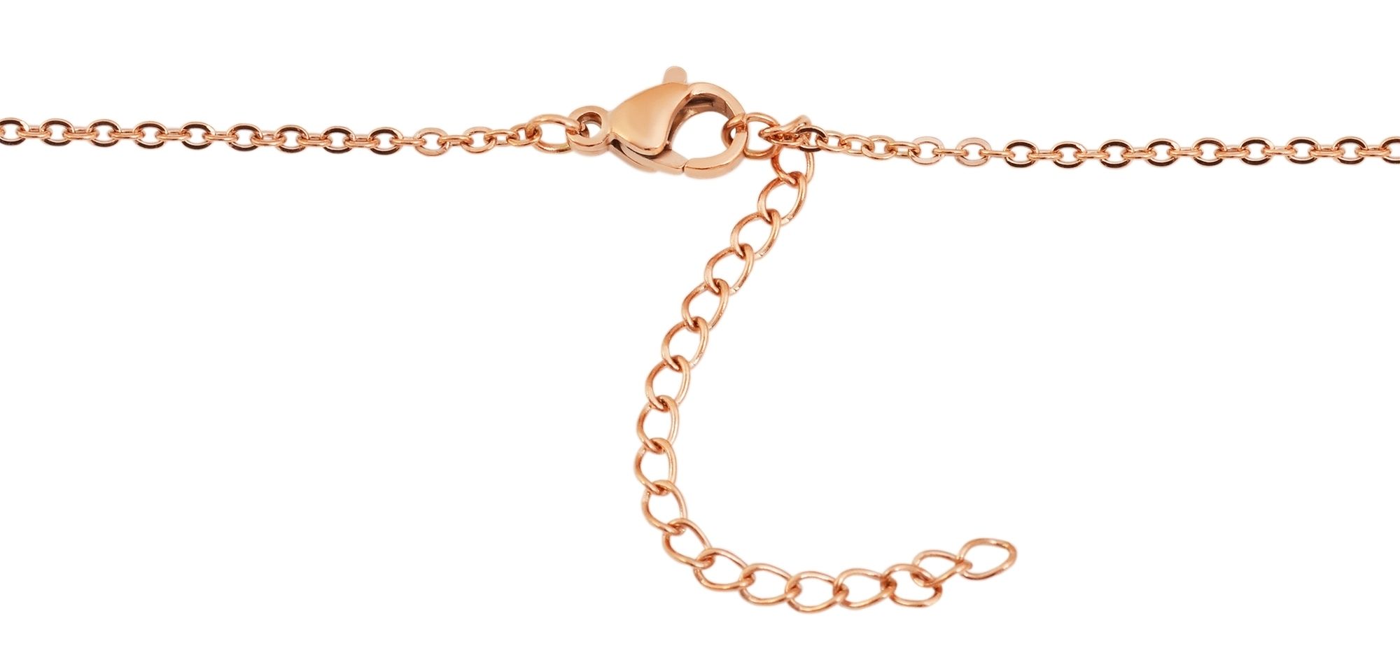 Akzent Ankerkette aus Edelstahl, Herzanhänger und Kunstperle, roségoldfarben