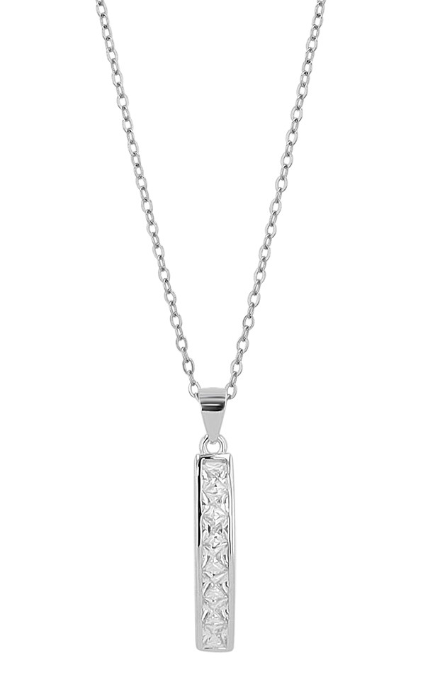 "Lumina" 925/- Echt Silber Kette mit Anhänger, Zirkon, 43 + 5 cm, rhodiniert