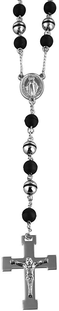 Akzent Edelstahl  Rosenkranzkette, Länge: 80 cm / Stärke: 8 mm