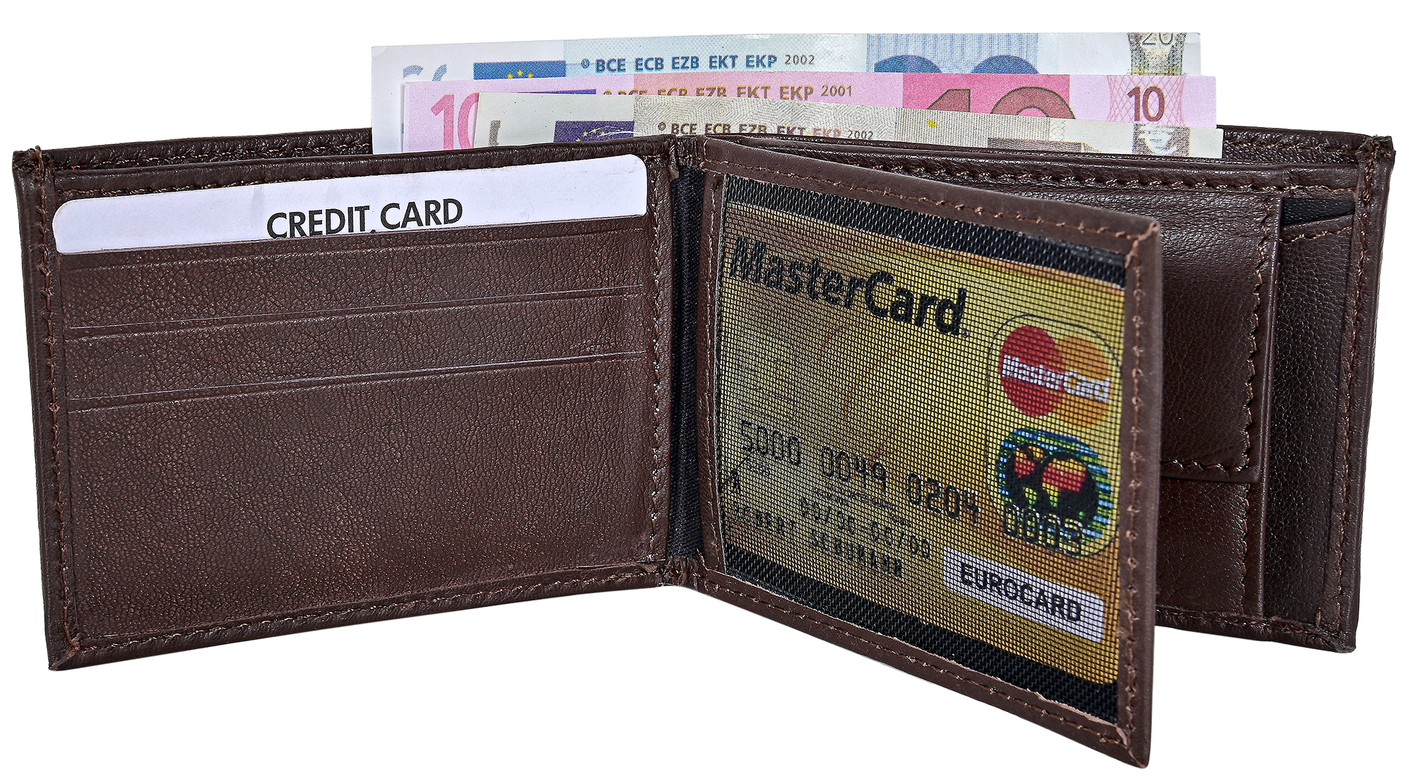 Steinmeister Echtleder Mini-Geldbörse, RFID, Querformat, braun