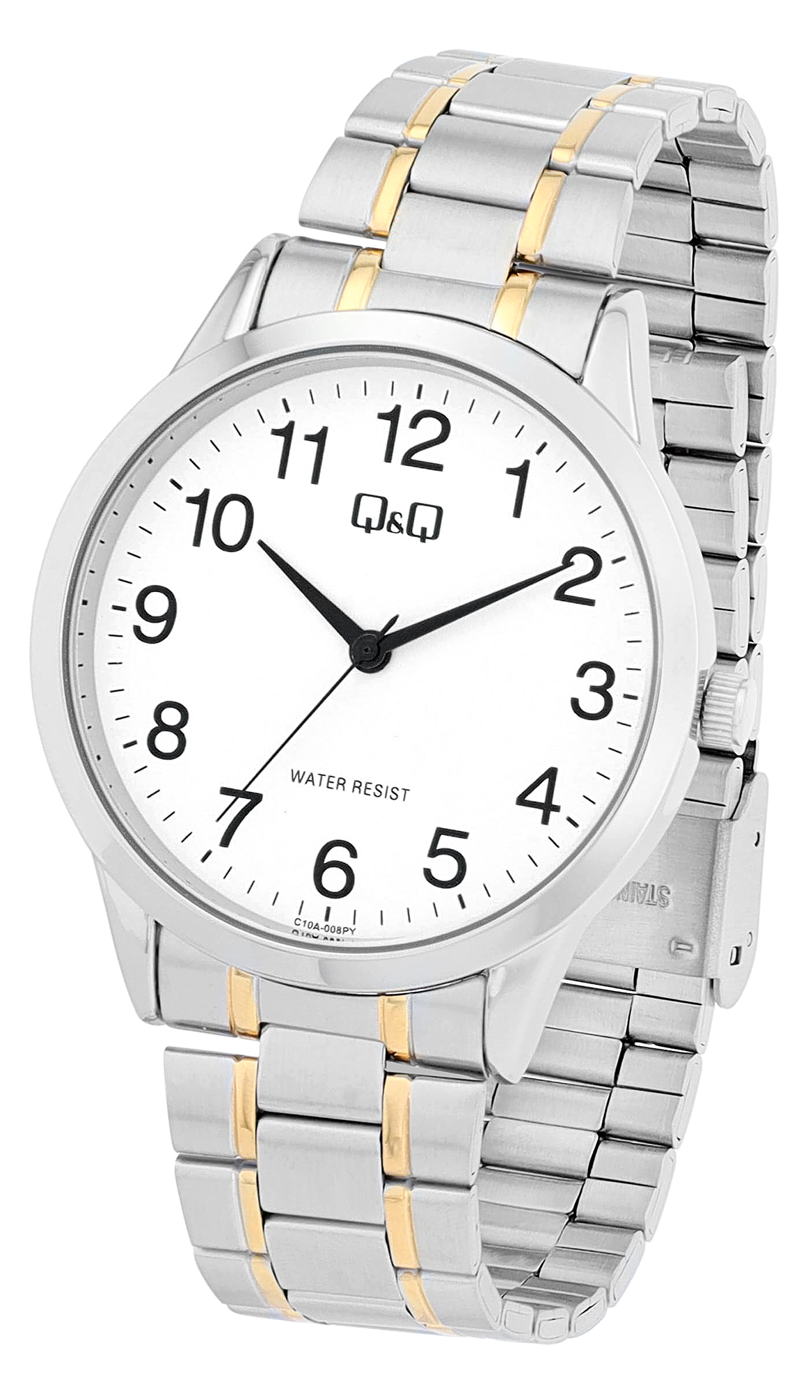 Q&Q Herrenuhr mit Edelstahlband in bicolor, 3 BAR