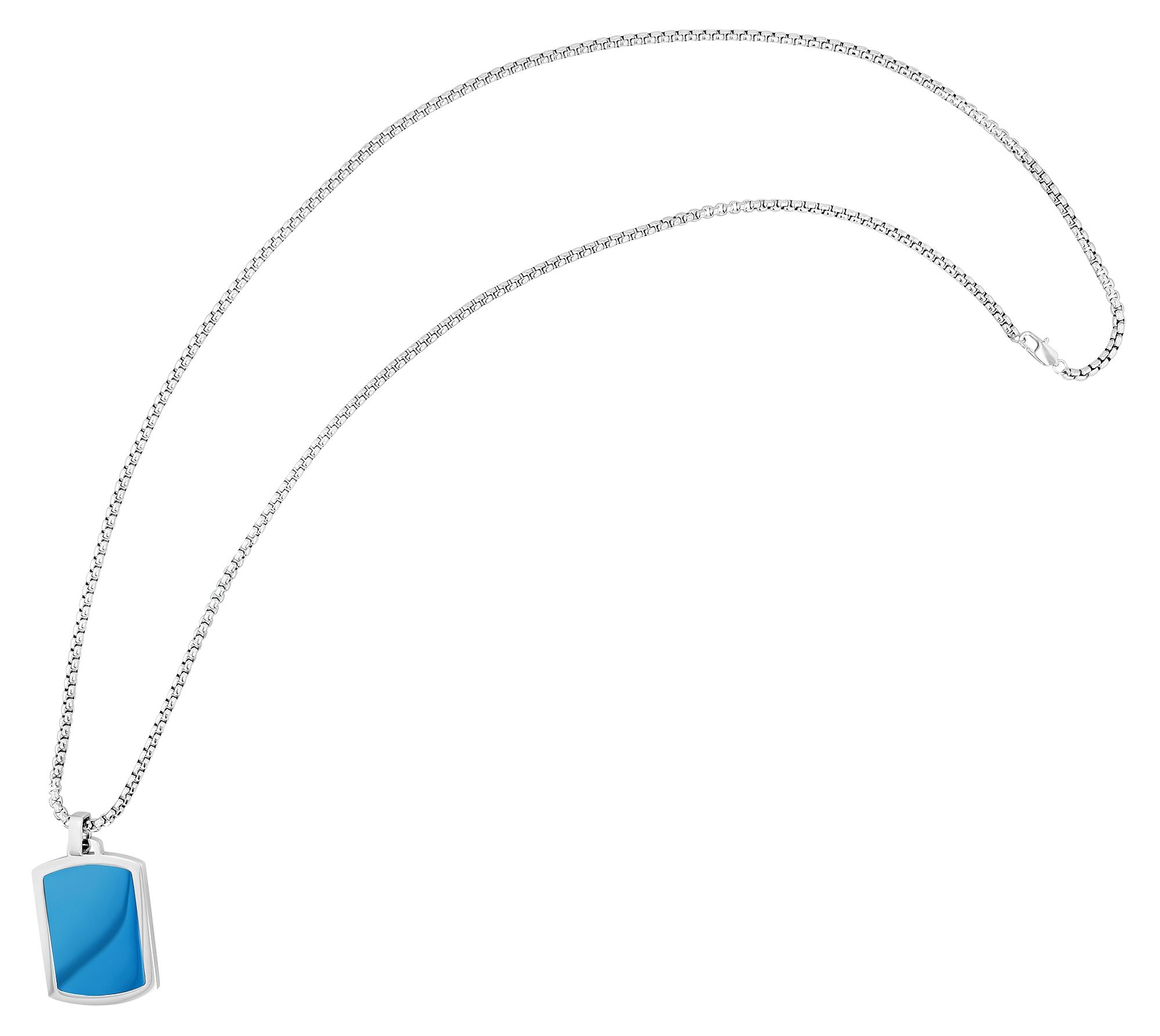 Akzent Edelstahlkette "Nassim" mit Dogtag Anhänger, silberfarben/blau