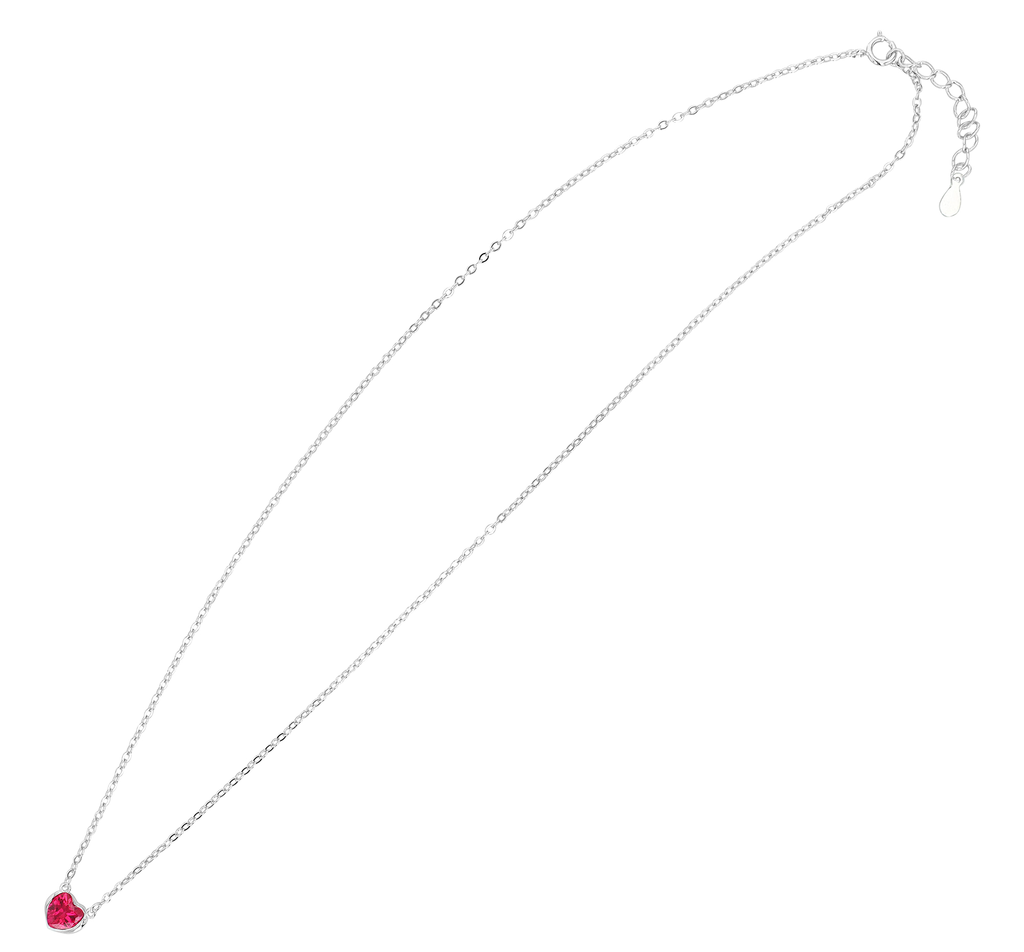 "Heyli" 925/- Echt Silber Kette mit Herzanhänger, Zirkonia rot, rhodiniert
