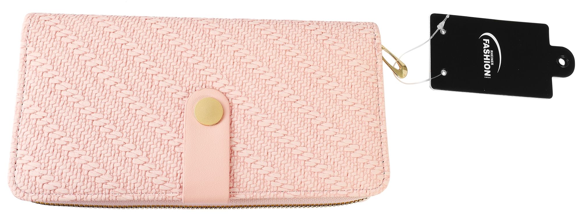 Damengeldbörse mit moderner Textur, Lederimitat, rosa