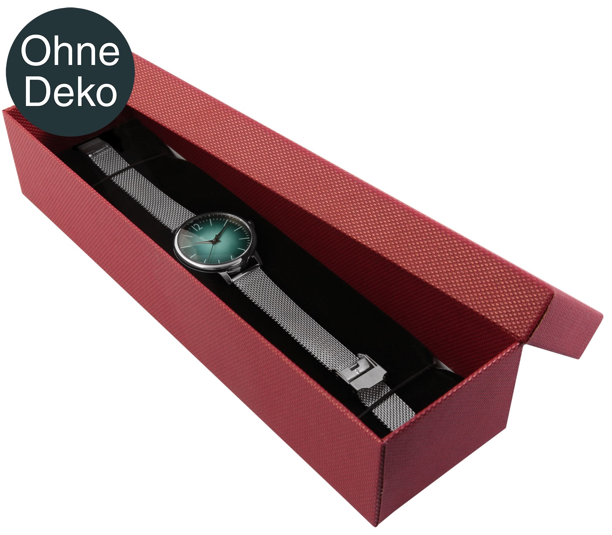 Uhrenbox, Pappe, rot, VE 4, 24 cm x 7 cm x 5 cm