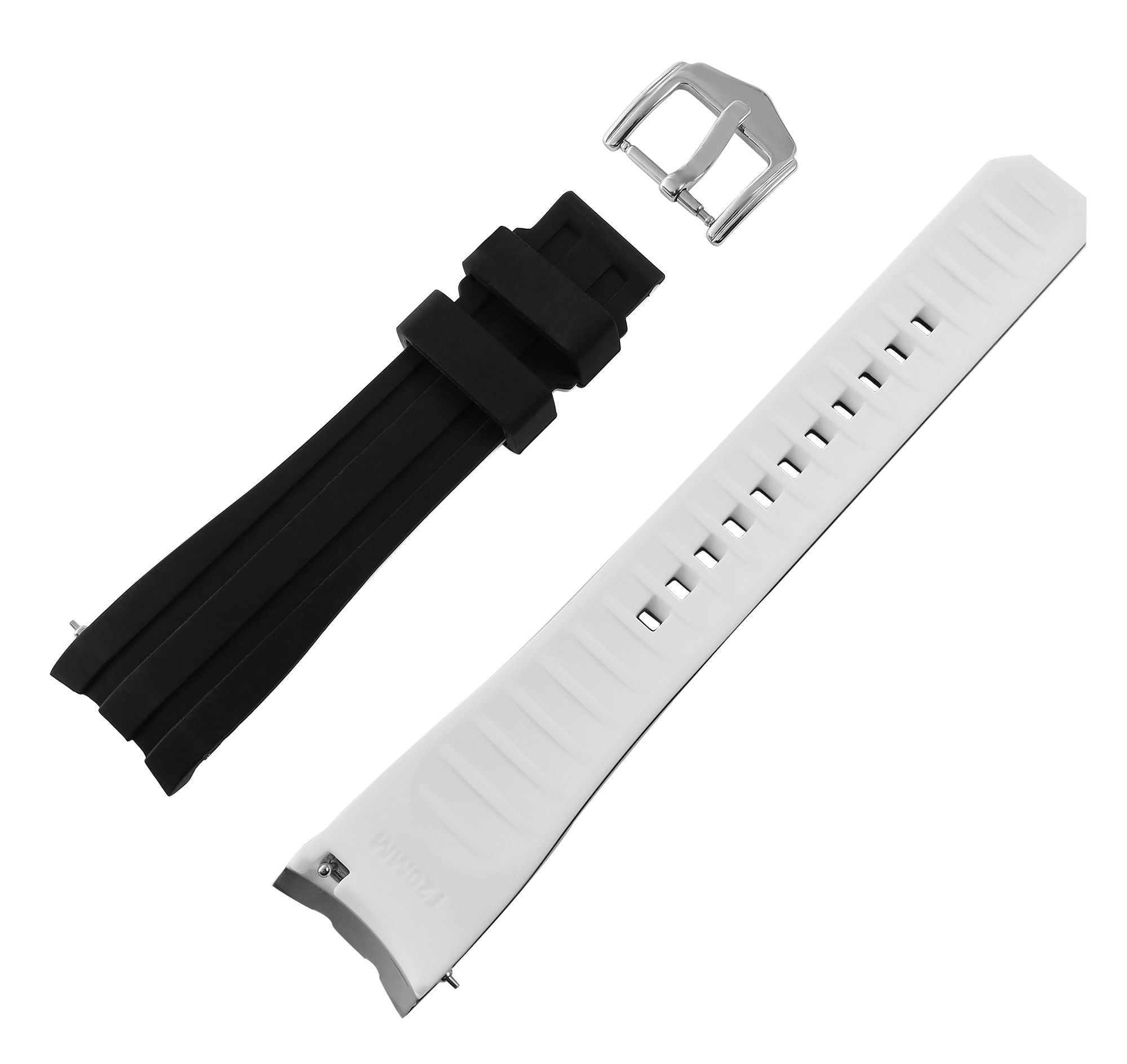 Schnellwechselarmband für Uhren, Silikon, Dornschließe, schwarz/weiß, 20 mm