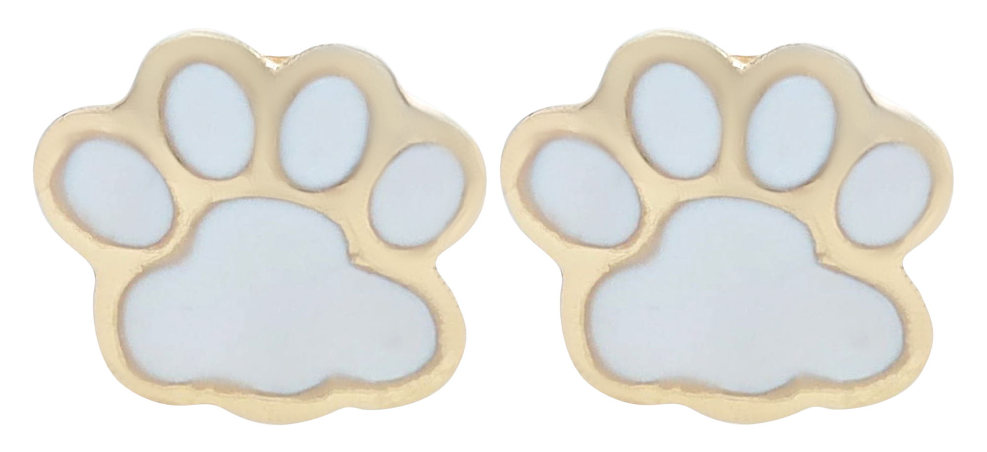 "Pfotenzauber - Sammy" 333/- Echt Gold Kinder Ohrstecker - Hundepfote, Gelbgold/ Emaille, 8 Karat