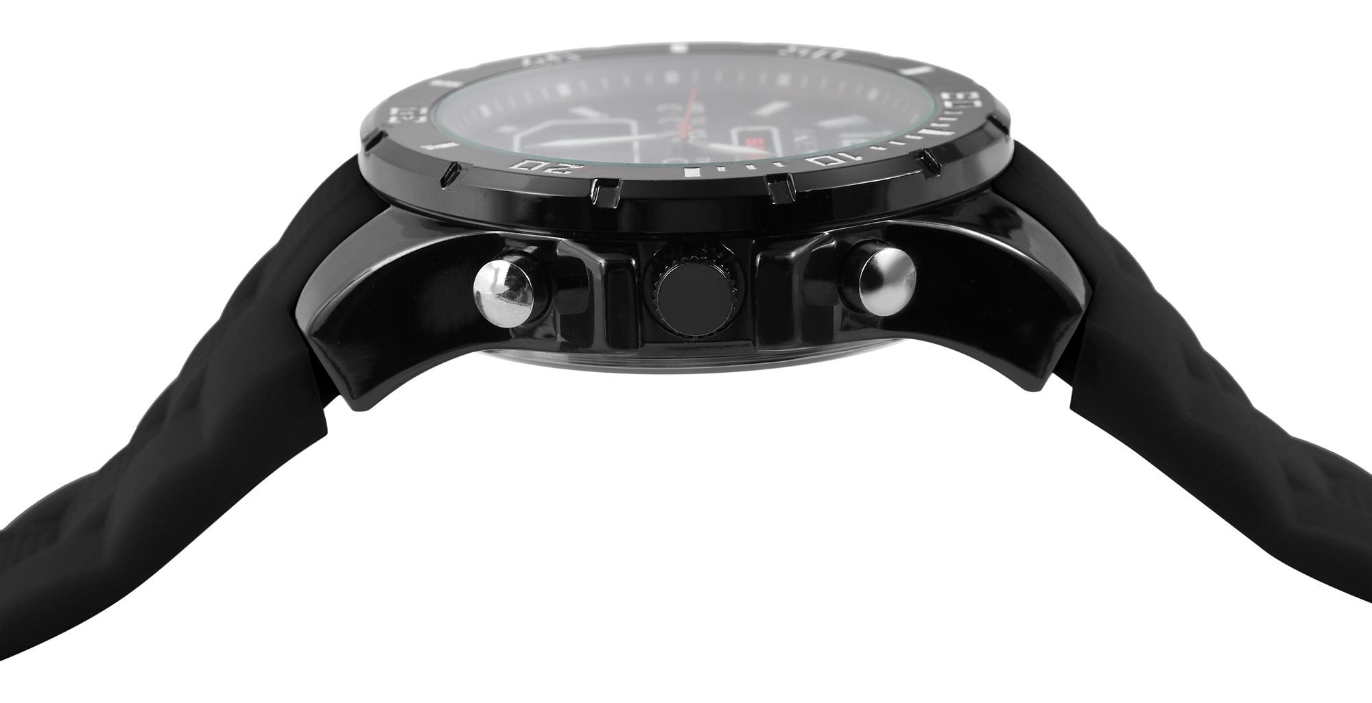 Akzent Analog-Digital Herrenuhr mit Silikonarmband, schwarz