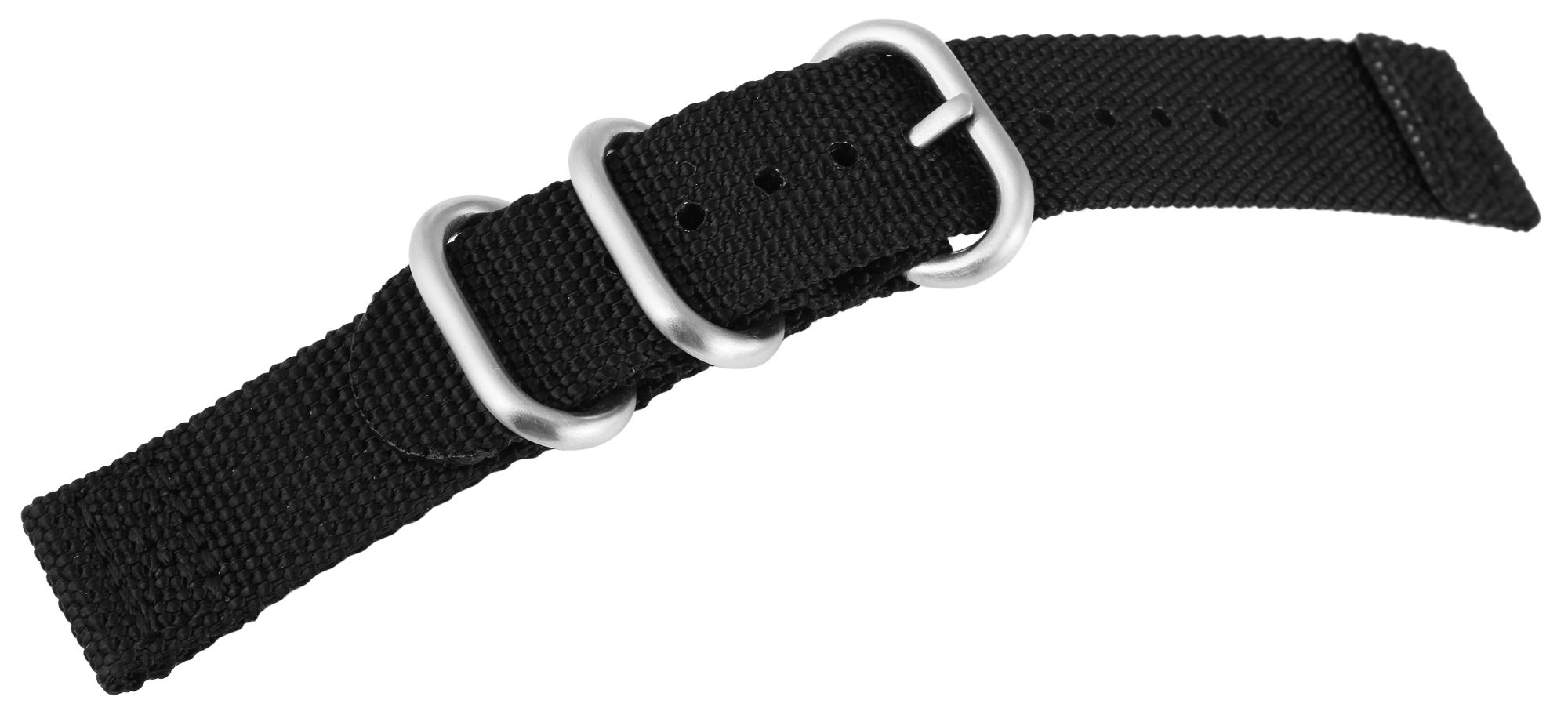 Nylon-Uhrenarmband, schwarz, Dornschließe, 20 mm