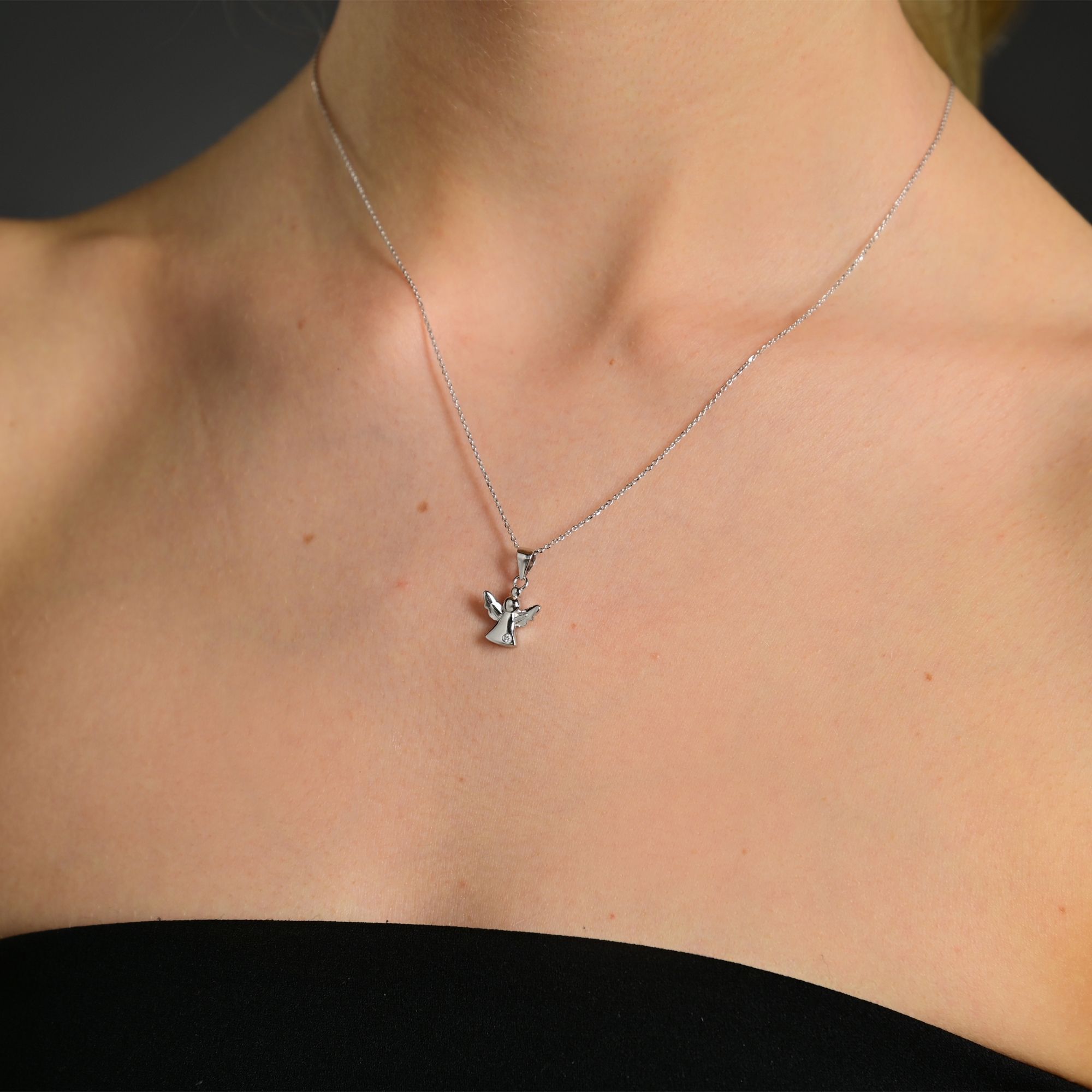"Wolkentänzer Elva" 925/- Echt Silber Kinder-Anhänger - Engel, Zirkonia, rhodiniert