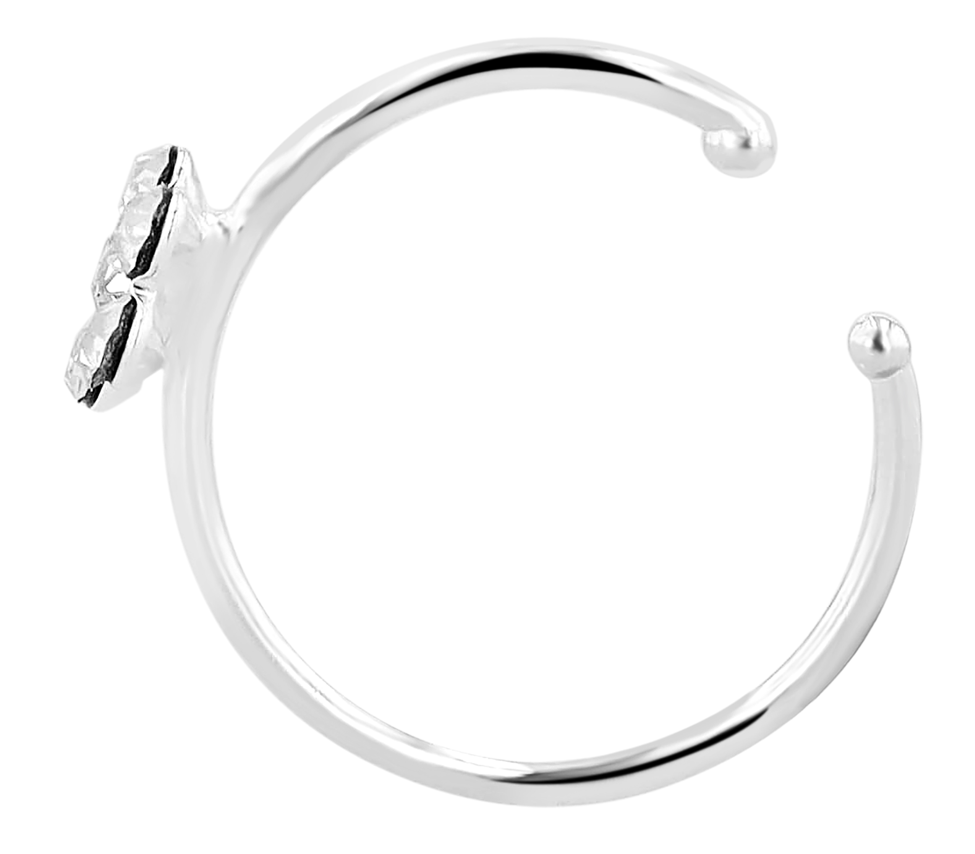 "Vonnie" offener Nasenring/ Nasenpiercing , 925/- Echt Silber, rhodiniert, Blume, VE-20 Stück