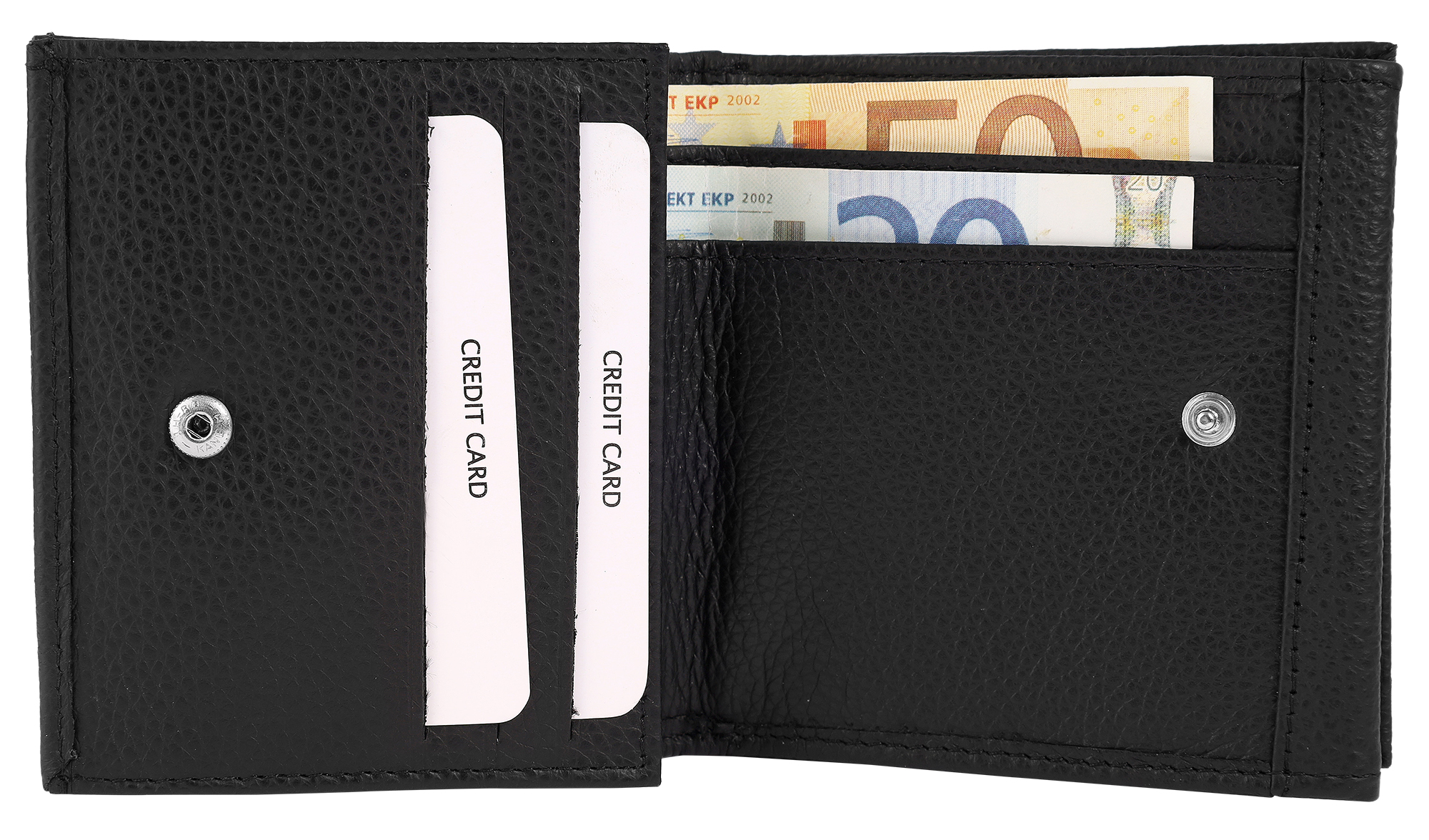 Akzent Echtleder (Nappa) Herren Geldbörse "Wiener Schachtel", RFID, schwarz