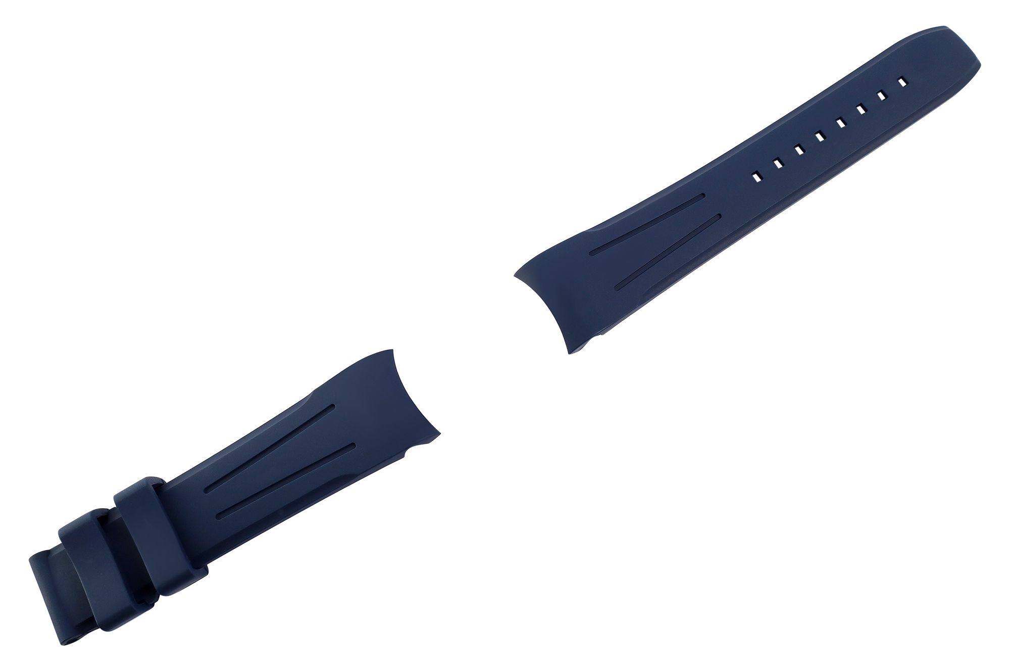 FKM Kautschuk-Uhrenarmband, Dornschließe, 20 mm, dunkelblau, (FKM= Fluorelastomer-Kautschuk)