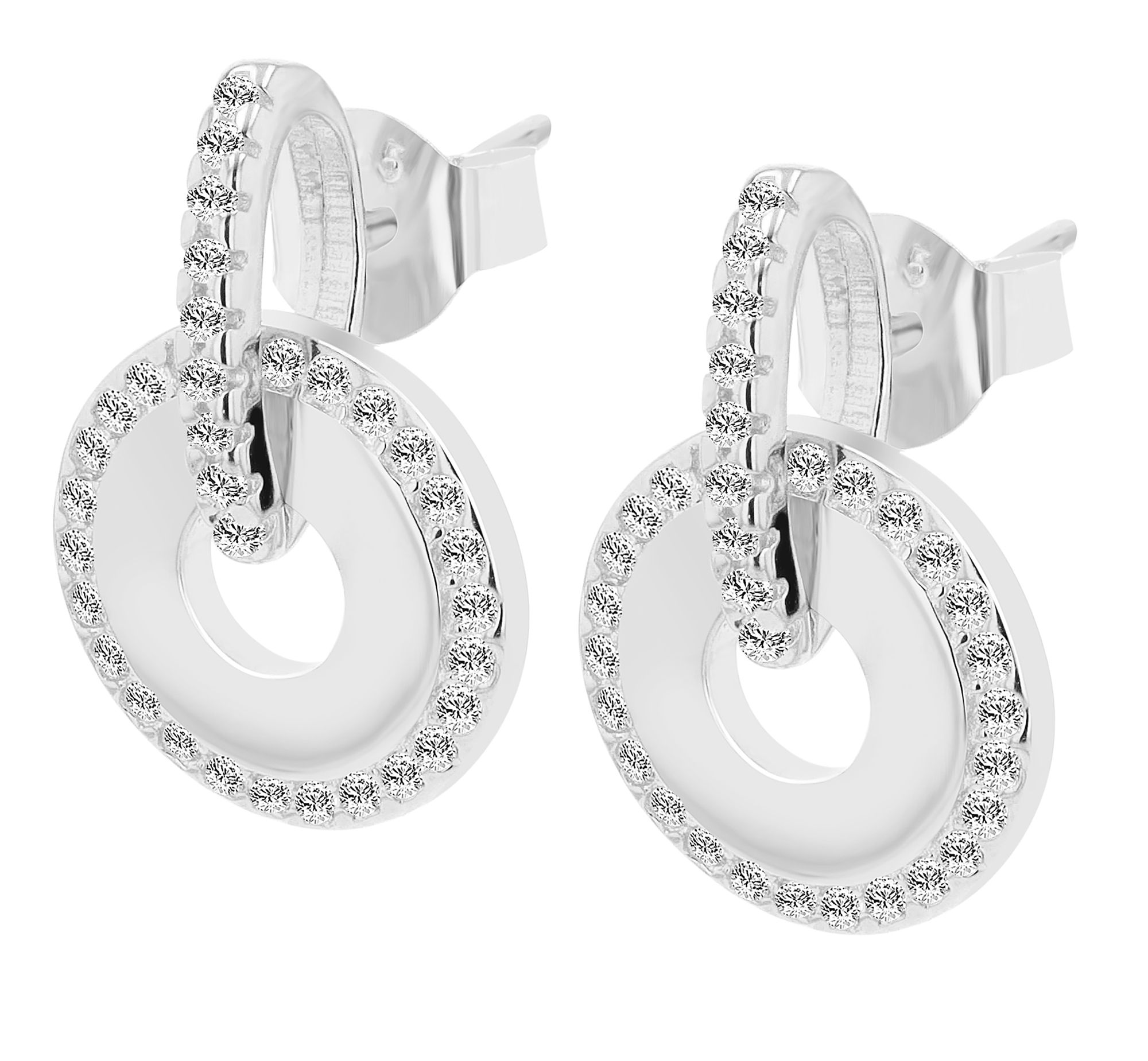 "Jiana" 925/- Echt Silber Ohrstecker mit Anhänger, Zirkon, rhodiniert