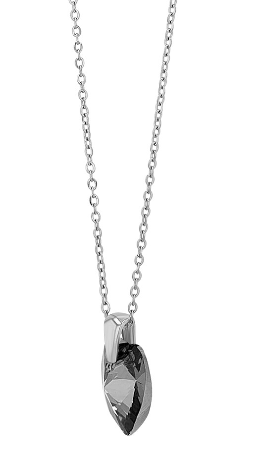 "Shauna" Edelstahlkette mit Swarovski Herz, 40 + 5 cm, silberfarben/ grau