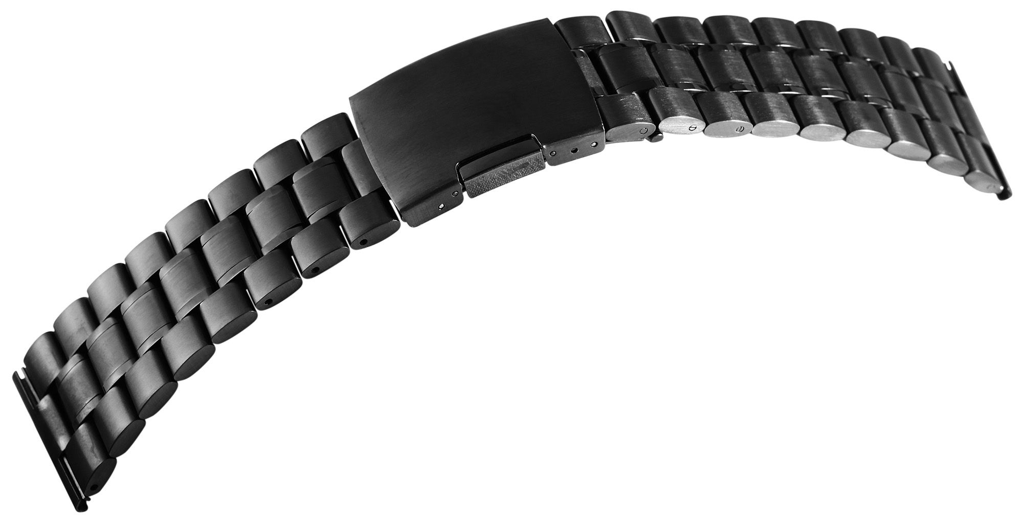 Edelstahl Gliederarmband, Faltschließe, schwarz, 26 mm