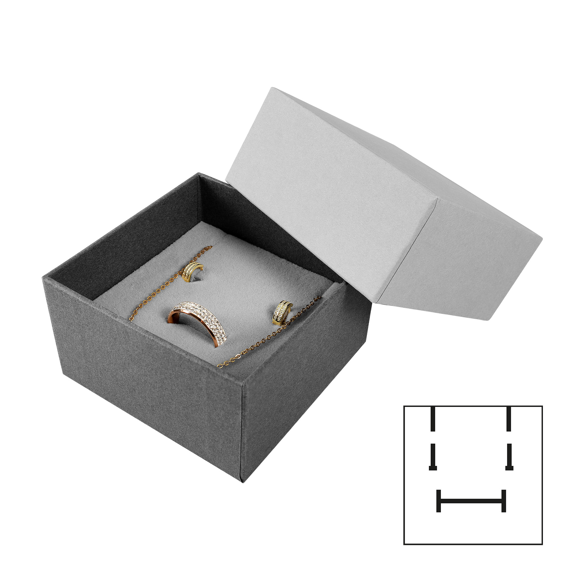 Schmuckboxen aus Pappe, VE 6, grau, 9 x 9 x 5 cm