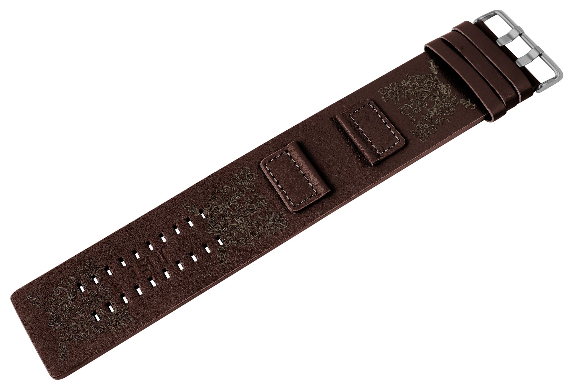 Just Echtleder-Uhrenarmband mit Unterlage, dunkelbraun, 26 mm
