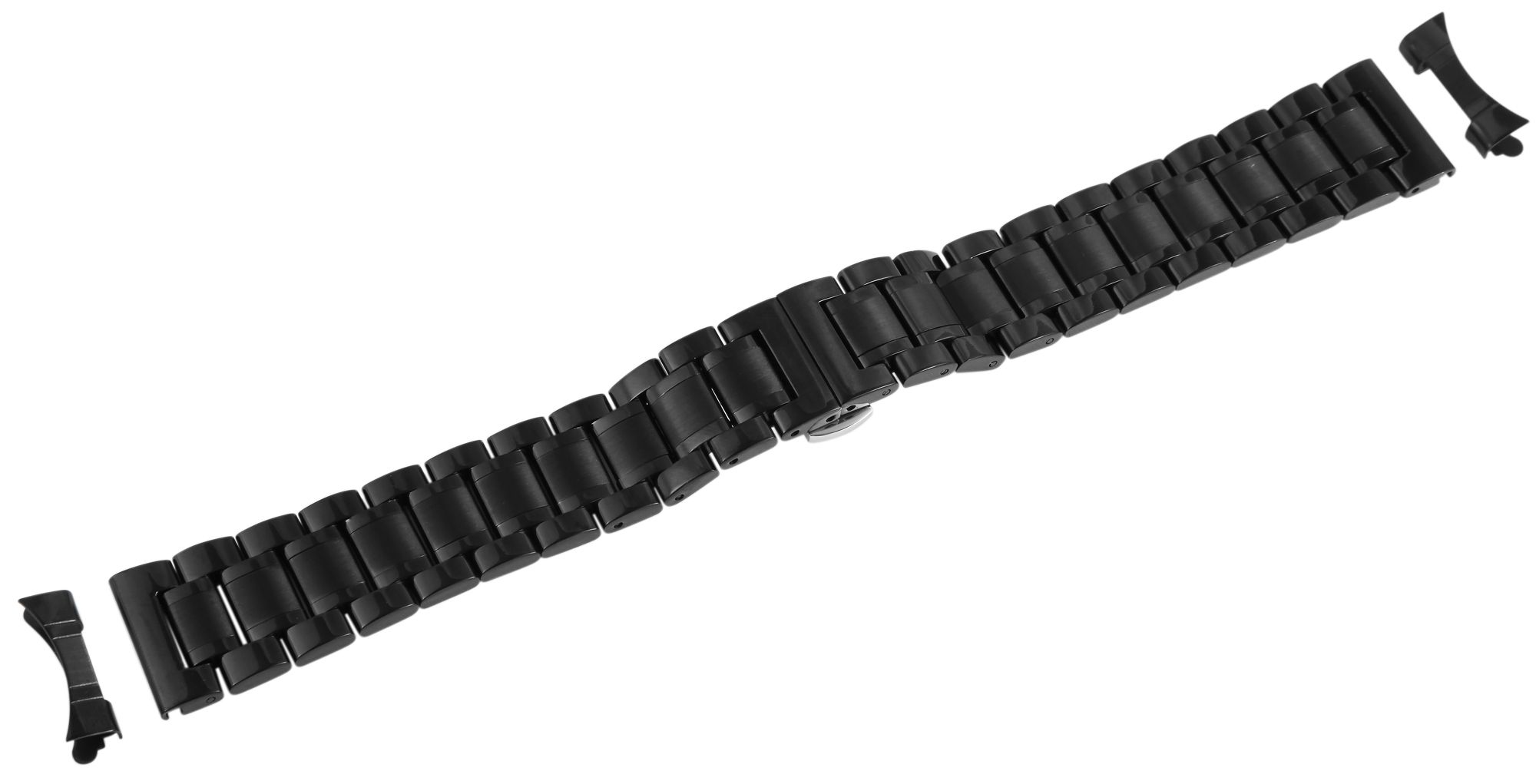 Edelstahl-Uhrenarmband, schwarz, Butterfly-Faltschließe, 22 mm