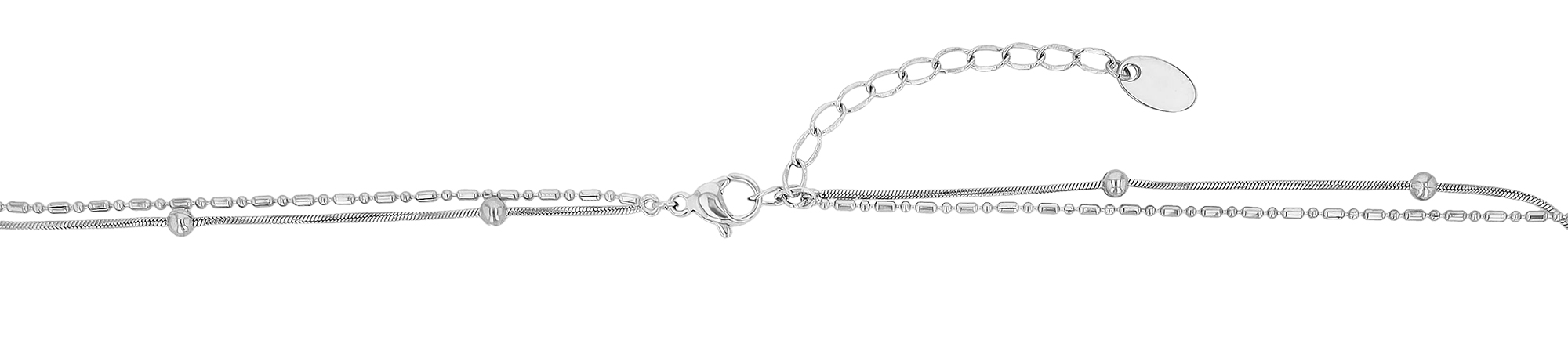 "Derly" Edelstahl Layering Kette mit Anhänger, , 41,5/ 48 + 5 cm, silberfarben