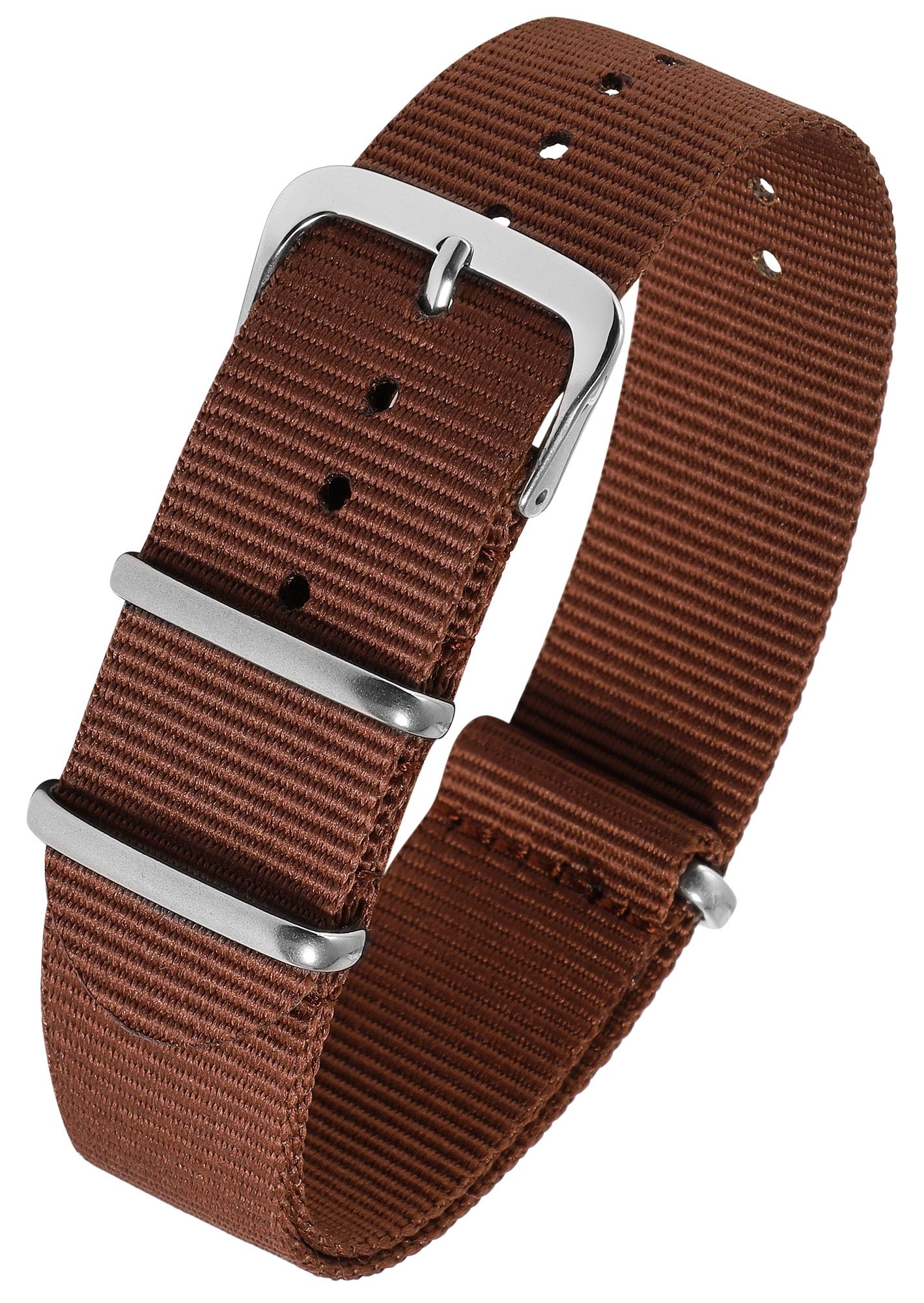 Nylon-Uhrenarmband, dunkelbraun, Dornschließe, 14 mm