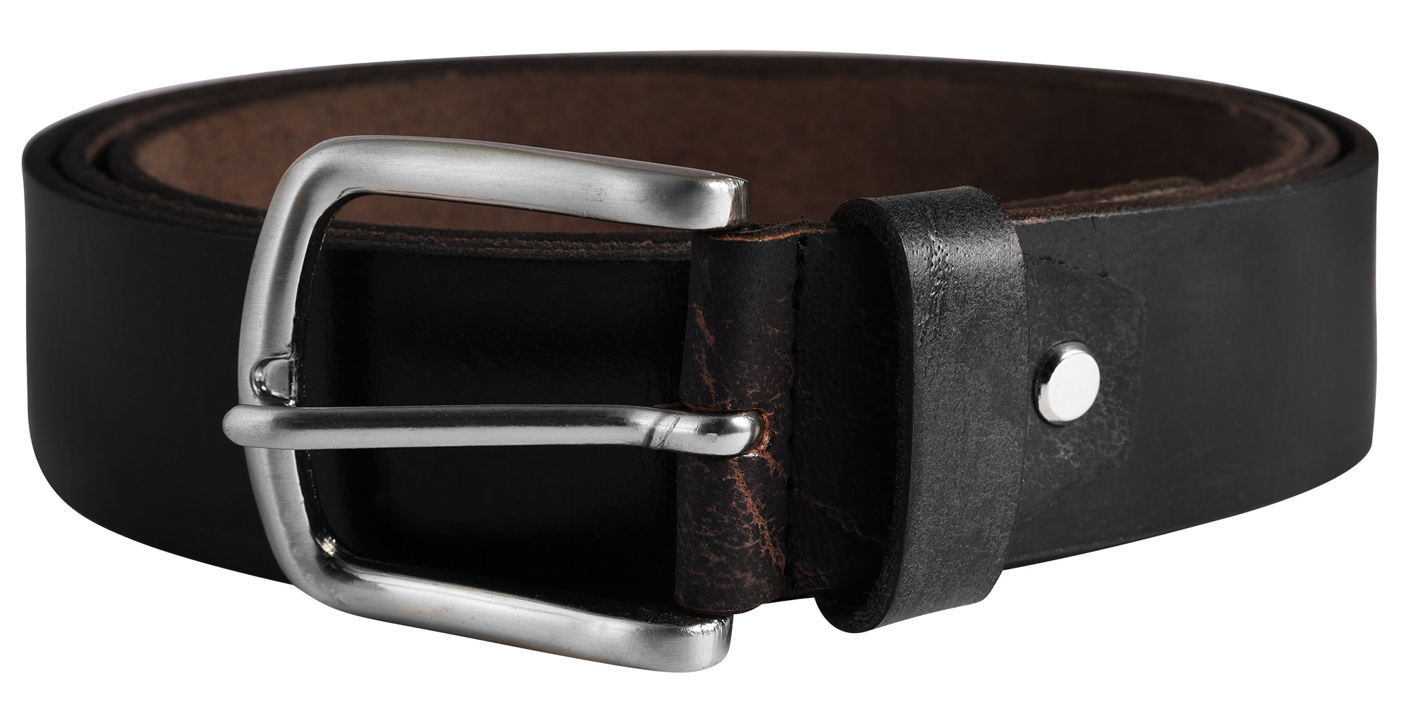 Leonardo Verrelli Echtleder (Full-Grain) Gürtel, schwarz, kürzbar, 110 cm