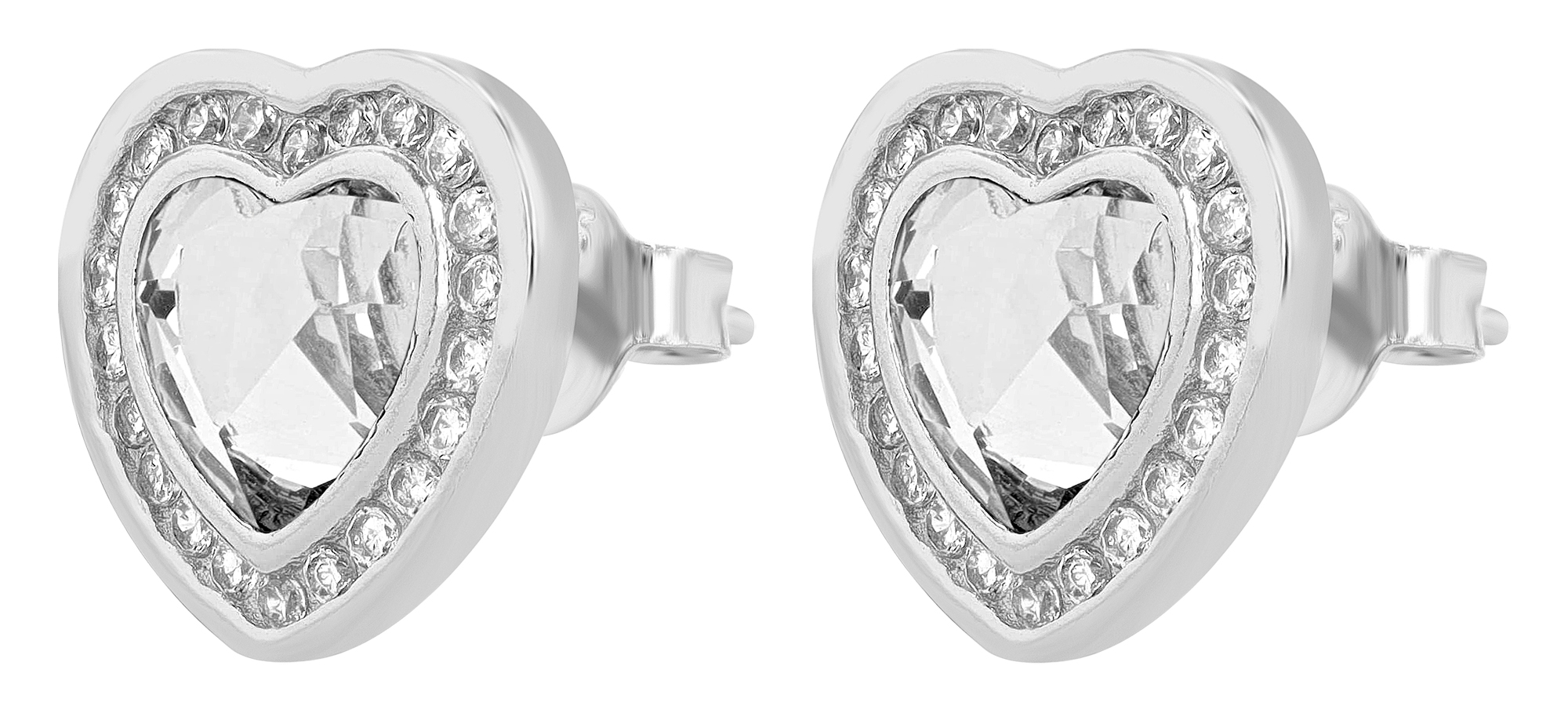 "Alvira" 925/- Echt Silber Ohrstecker silberfarben rhodiniert Zirkonia Herz