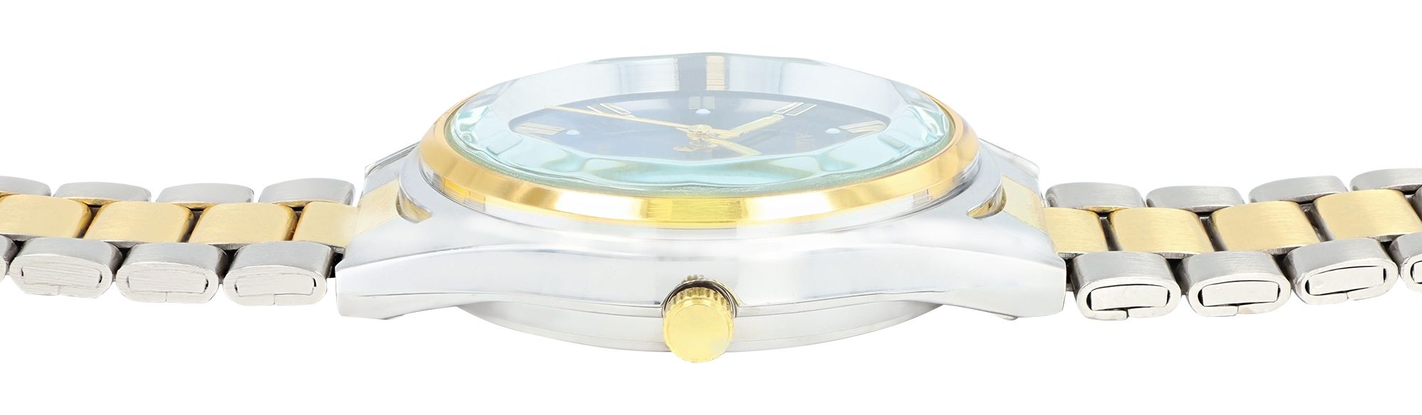 Alain Miller Unisexuhr mit Metallband, Ø 36,5 mm, bicolor/ blau