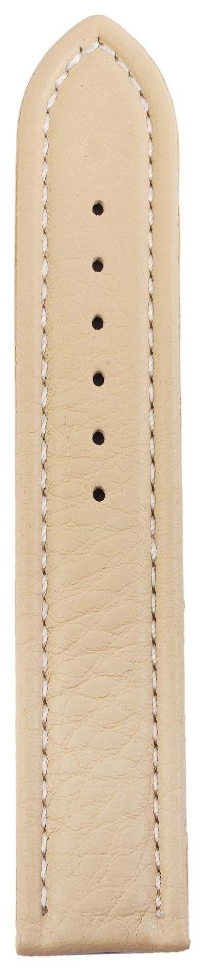 Echtleder-Uhrenarmband, beige, weiße Naht, Faltschließe, 18 mm