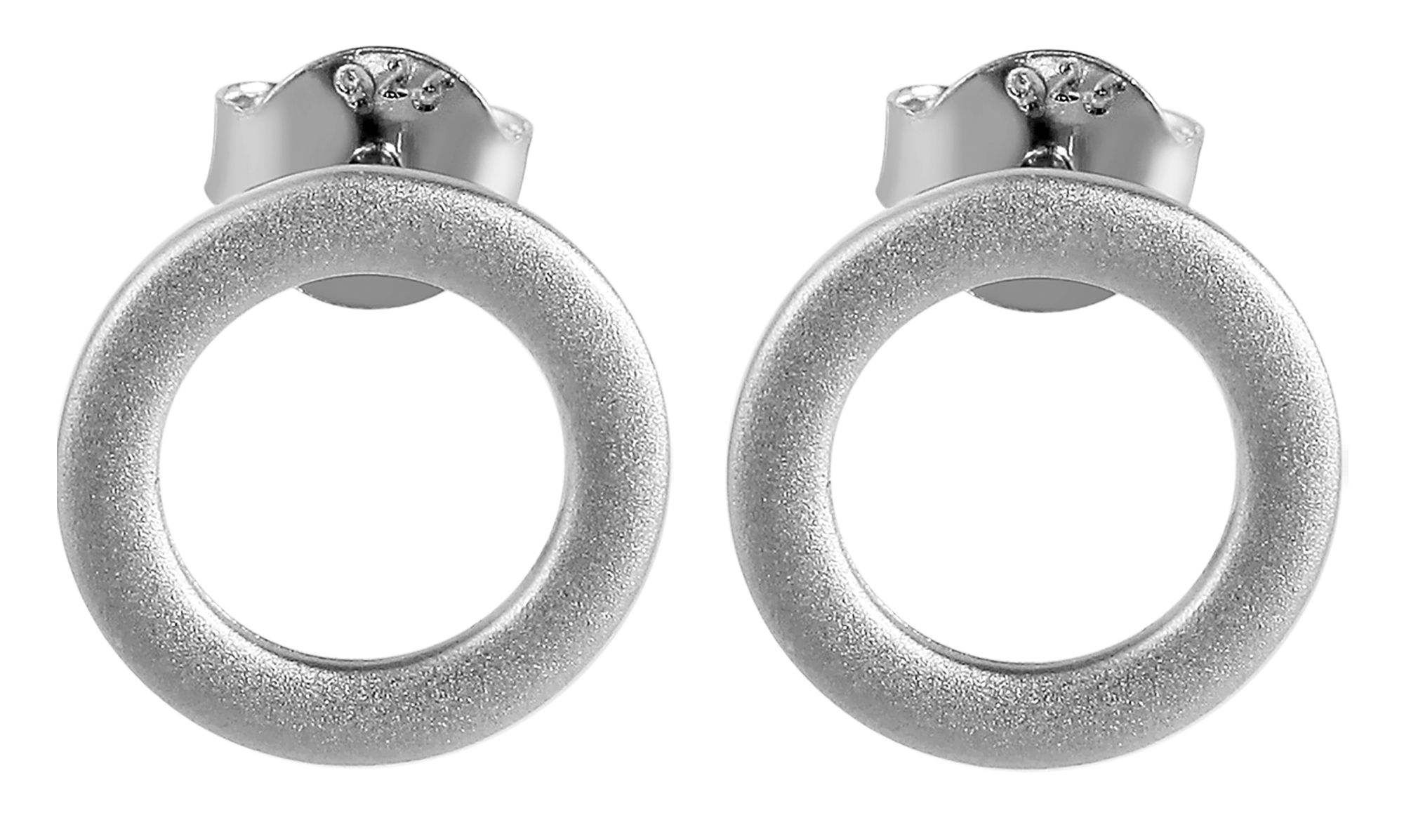 925/- Echt Silber Ohrstecker "Ronda" rund, mattiert, rhodiniert
